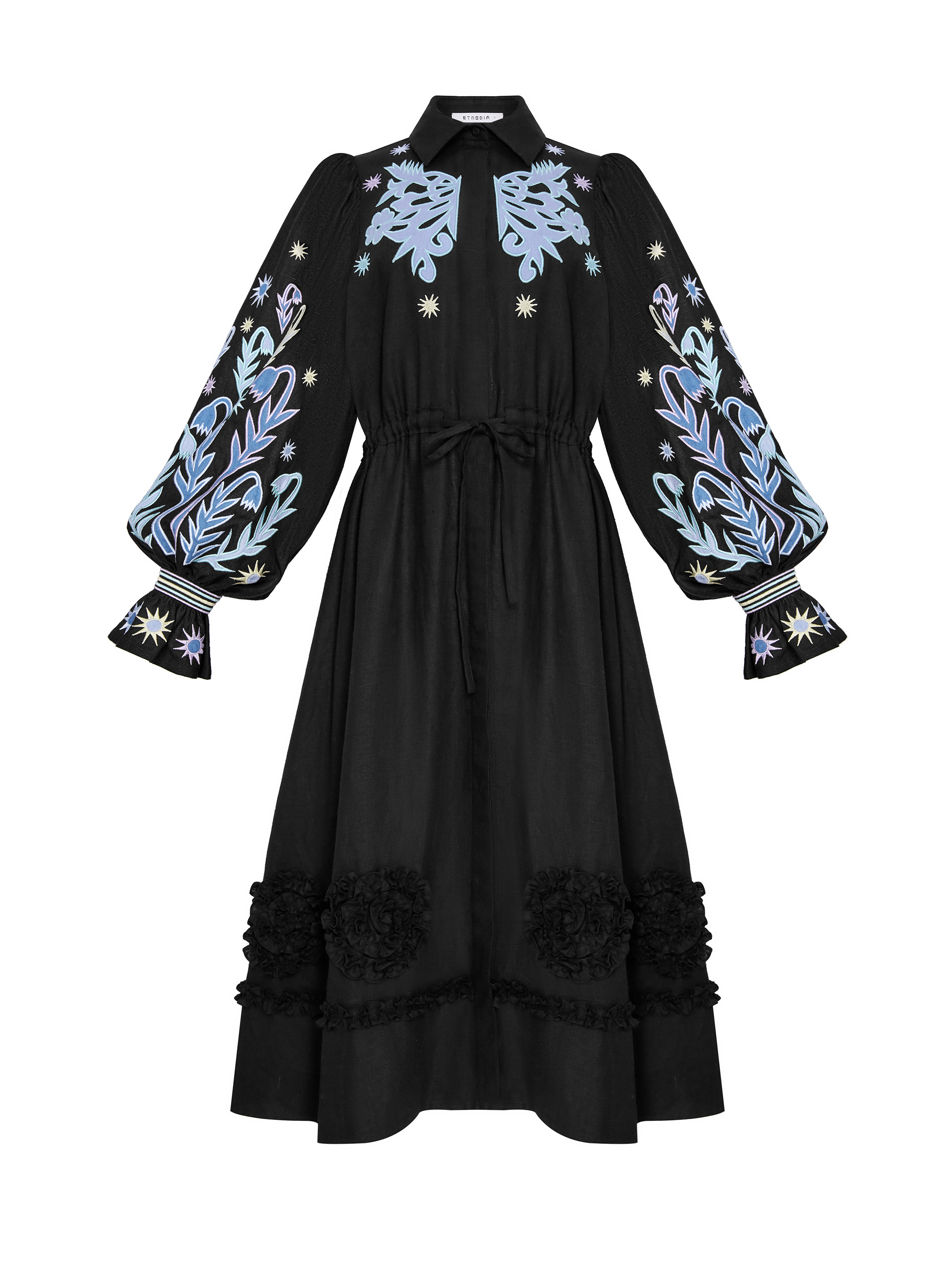 Long embroidered black dress "Pivnich" sizes