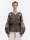 Linen Embroidered Blouse with Floral Pattern "Budzhak" dark