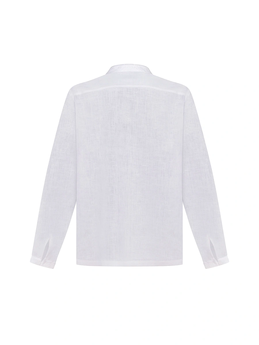 Men's shirt with black embroidery in tone "Khartiia" — White