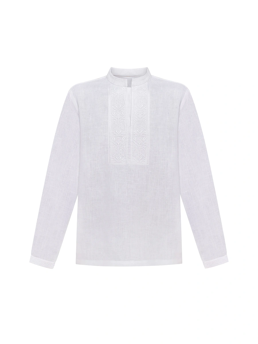 Men's shirt with black embroidery in tone "Khartiia" — White