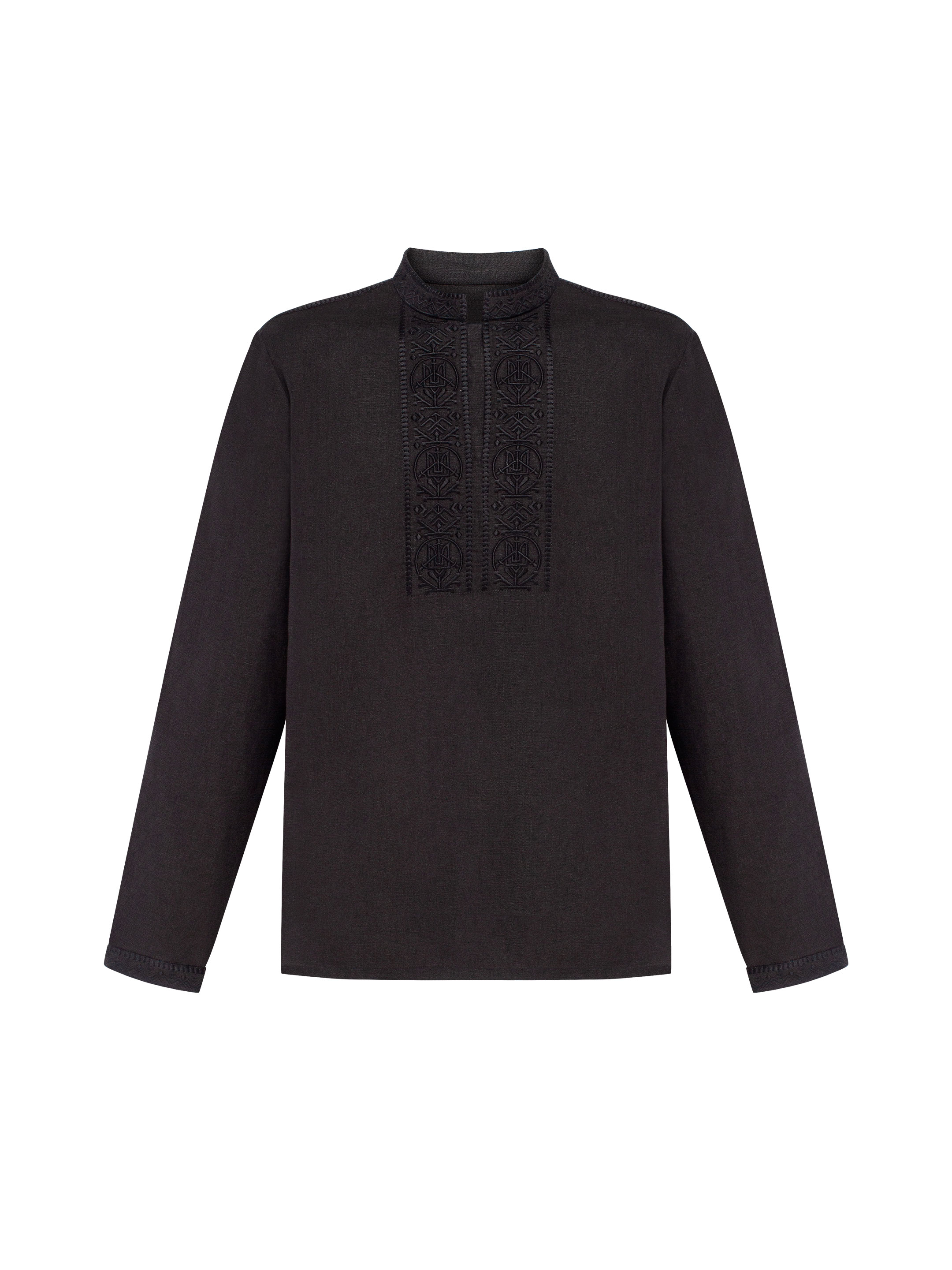 Men's shirt with black embroidery in tone "Khartiia" in Ukraine