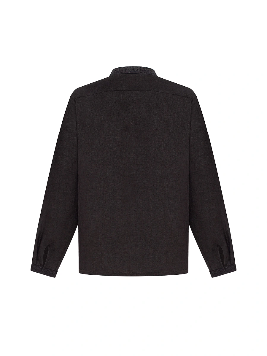 Men's shirt with white embroidery in tone "Khartiia" — Black