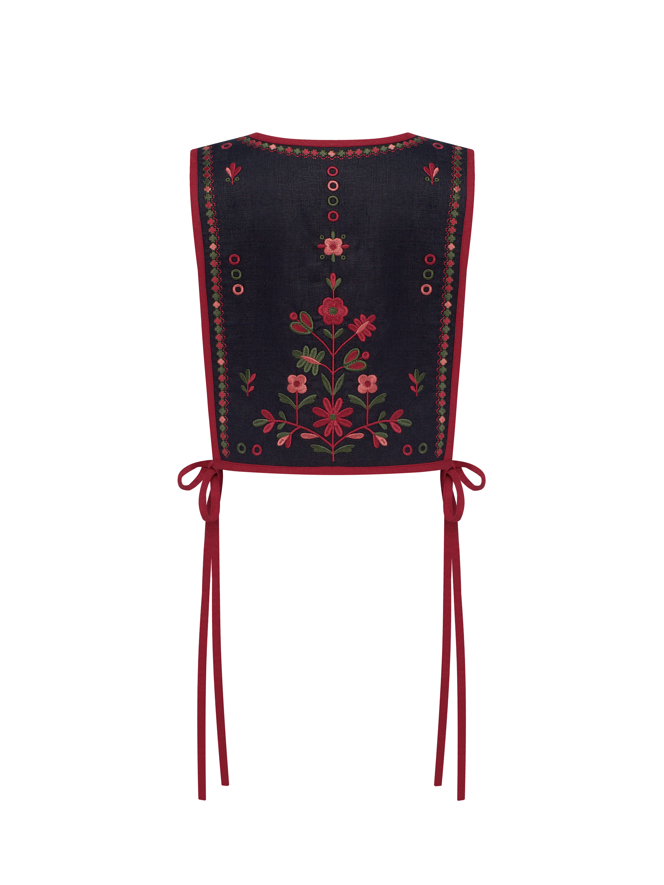 Linen embroidered vest with red ties Yaryna zhylet cheap