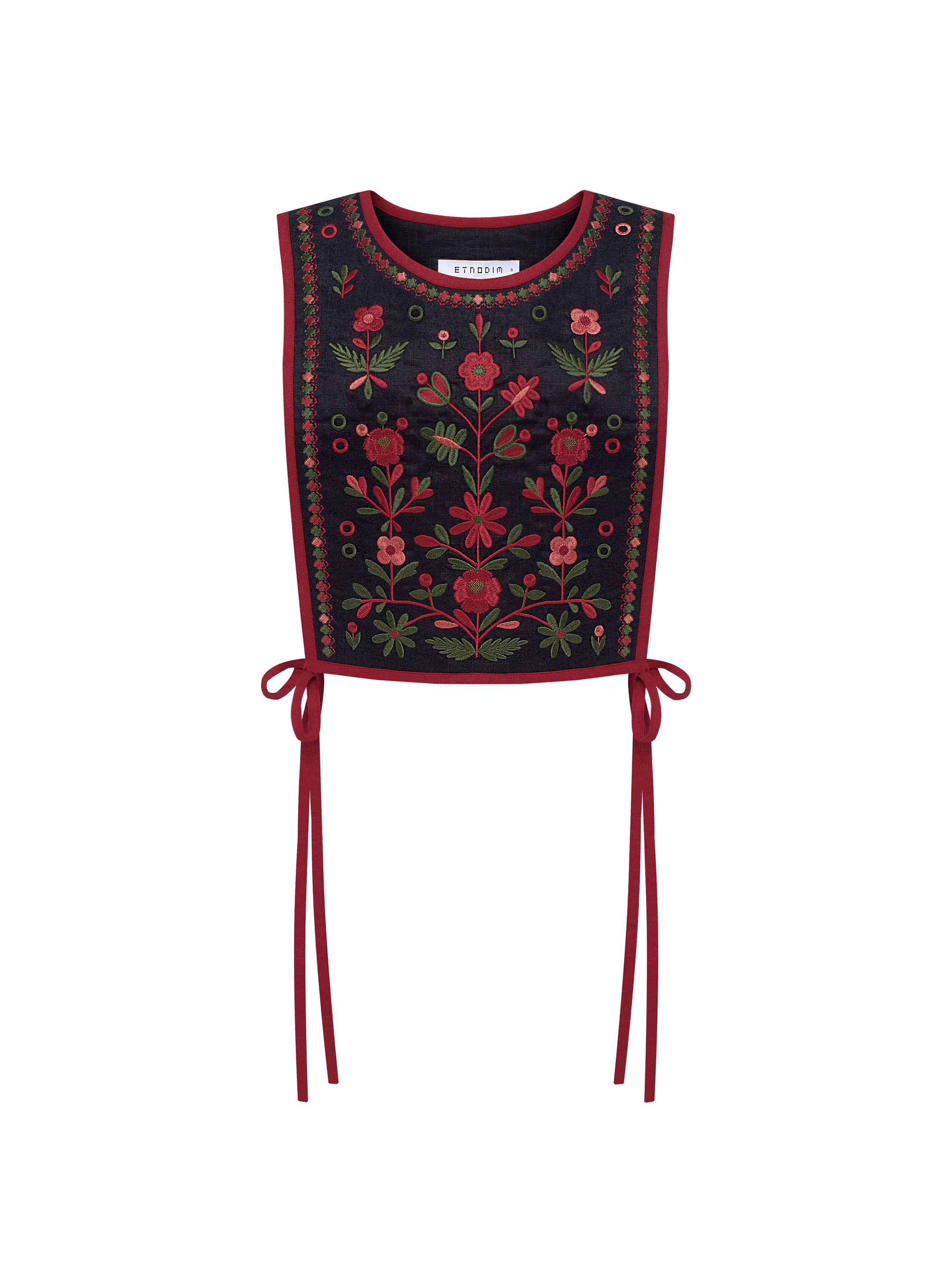 Linen embroidered vest with red ties Yaryna zhylet Buy