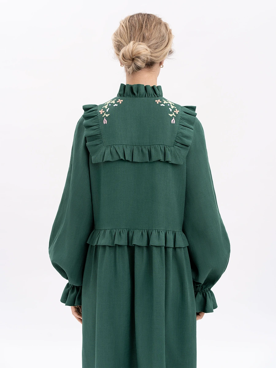 Long white dress "Lastivka" — Green