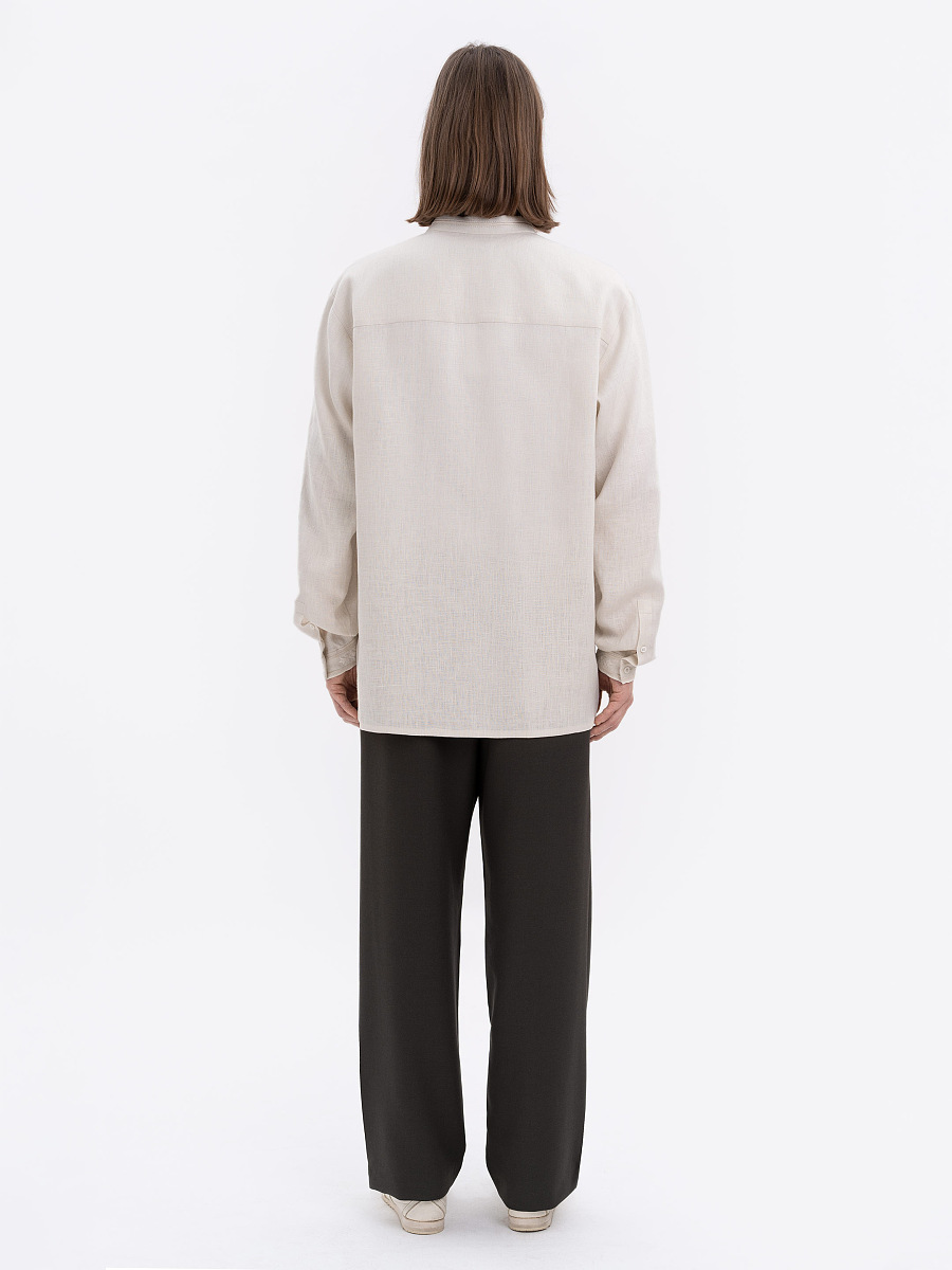 Men's milky-colored shirt with matching embroidery "Bytynskyi" [0]