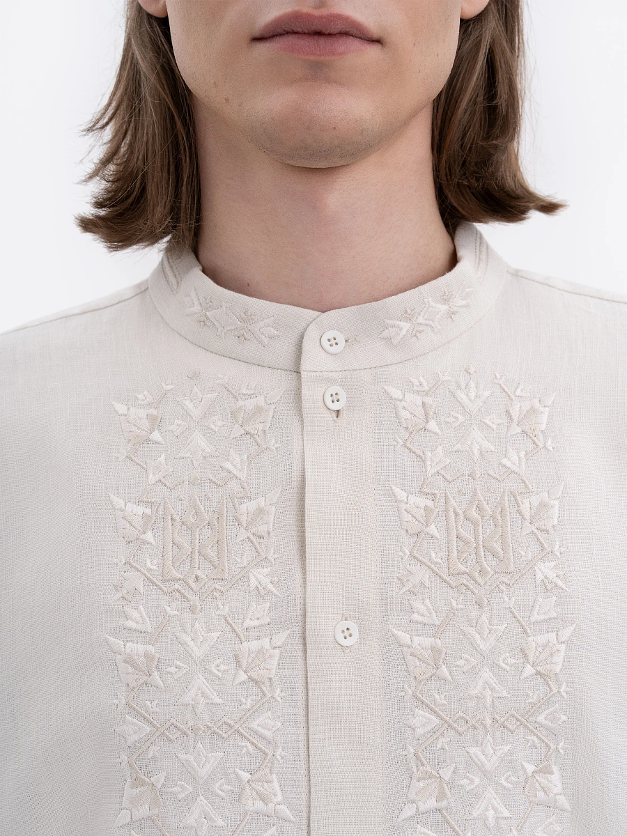 Men's black shirt with colorful embroidery "Bytynskyi" — White