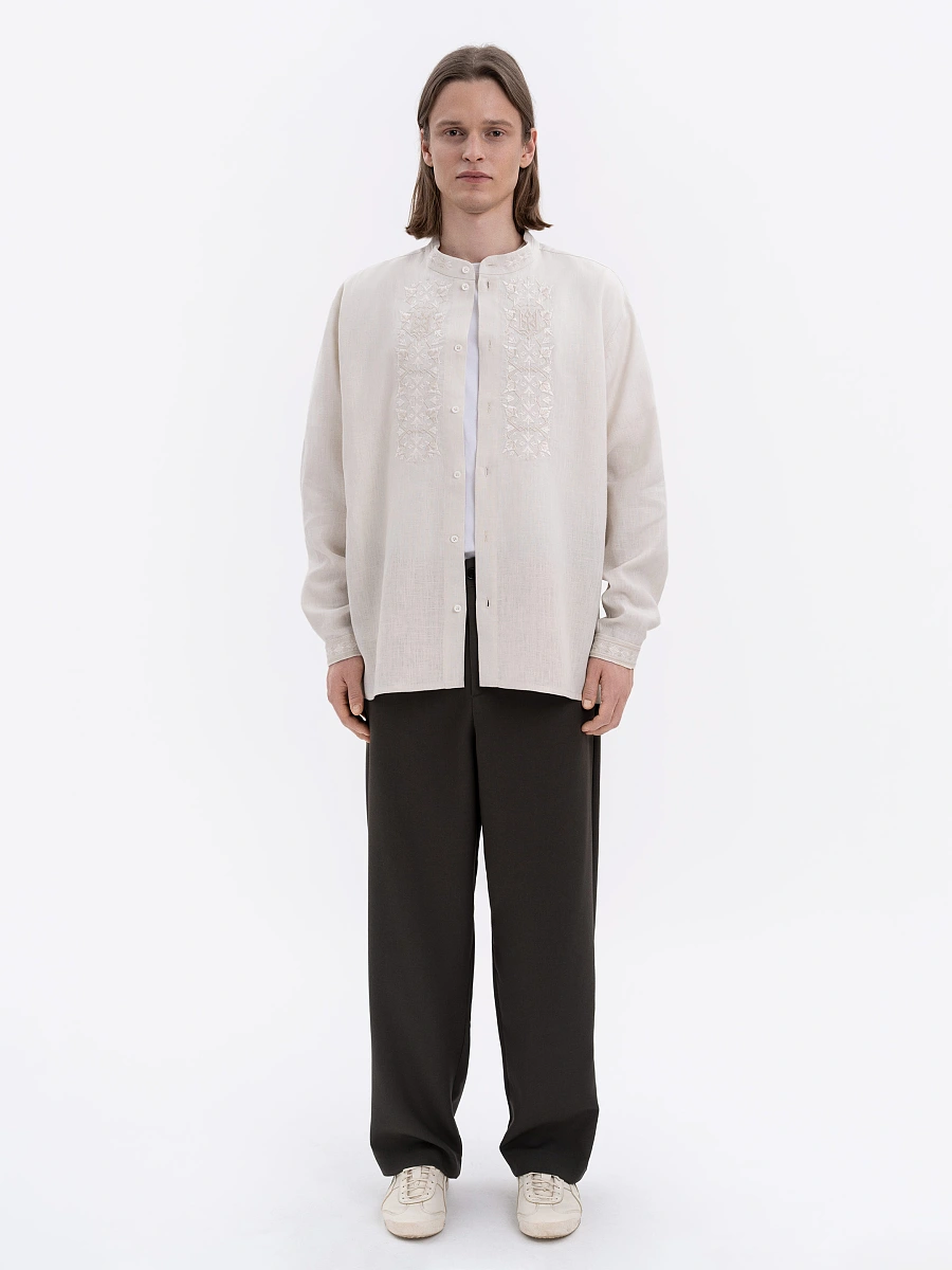 Men's black shirt with colorful embroidery "Bytynskyi" — White