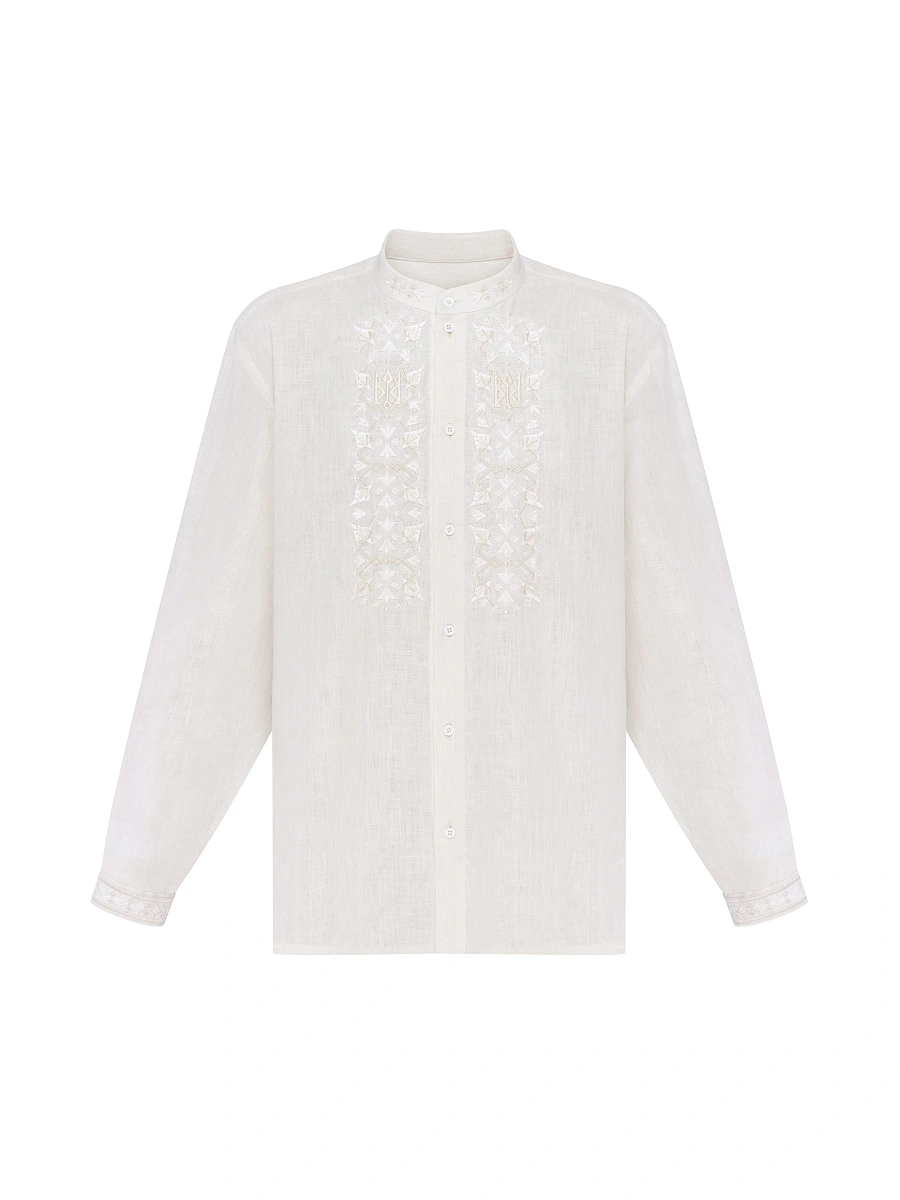 Men's black shirt with colorful embroidery "Bytynskyi" — White