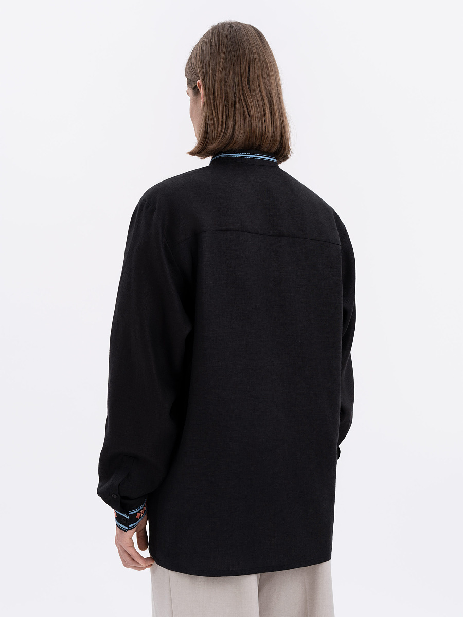 Men's black shirt with colorful embroidery "Bytynskyi" [0]