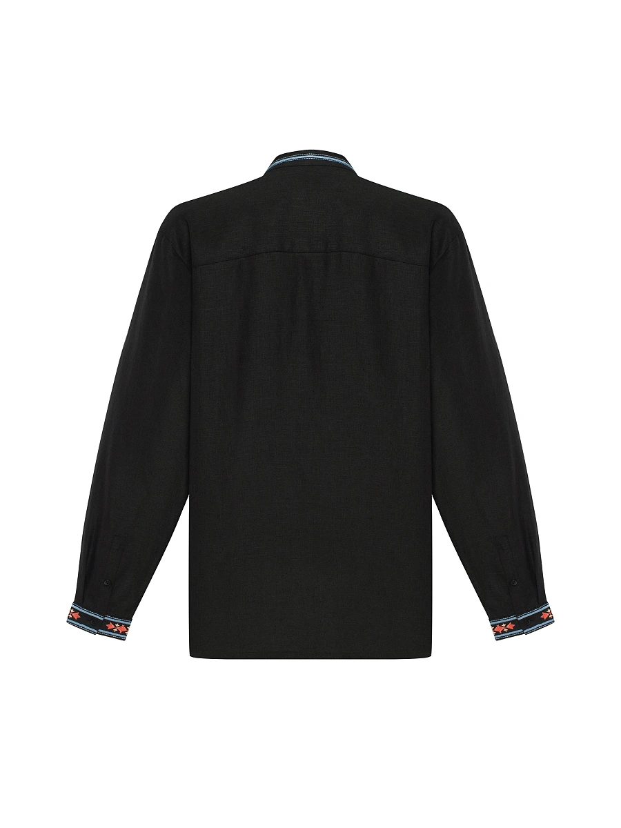 Men's milky-colored shirt with matching embroidery "Bytynskyi" — Black