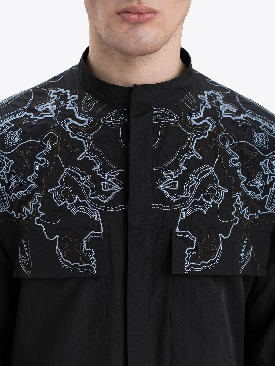 Men's sand shirt with embroidery ETND-RD-SAND-MALE — Black