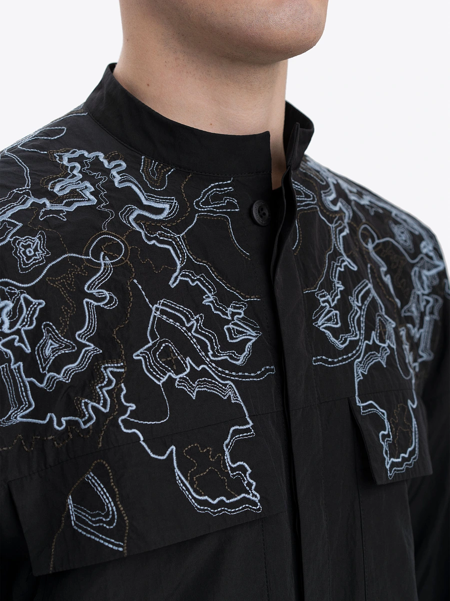 Men's sand shirt with embroidery ETND-RD-SAND-MALE — Black