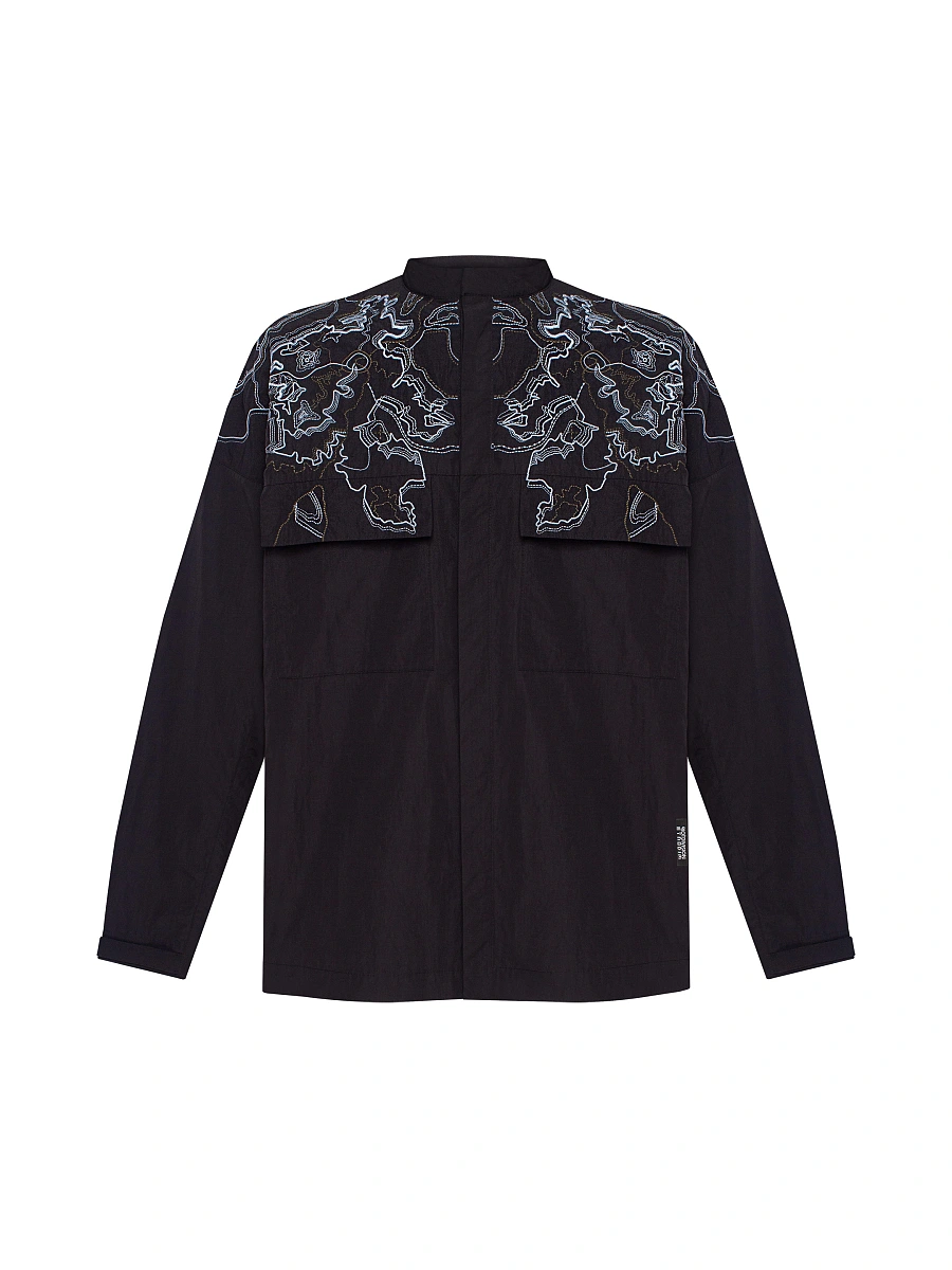 Men's sand shirt with embroidery ETND-RD-SAND-MALE — Black