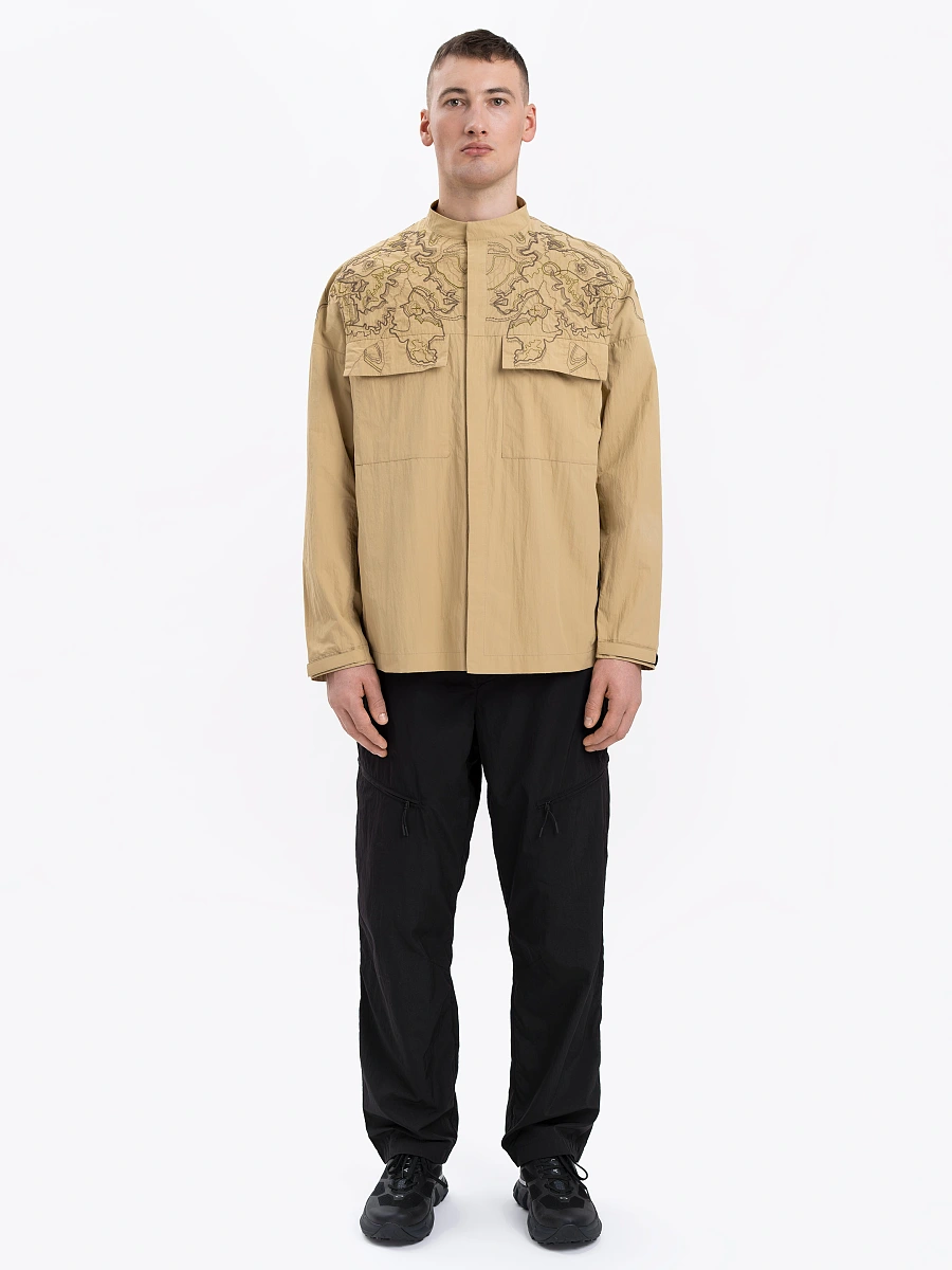 Men's black shirt with embroidery ETND-RD-DARK-MALE — Yellow
