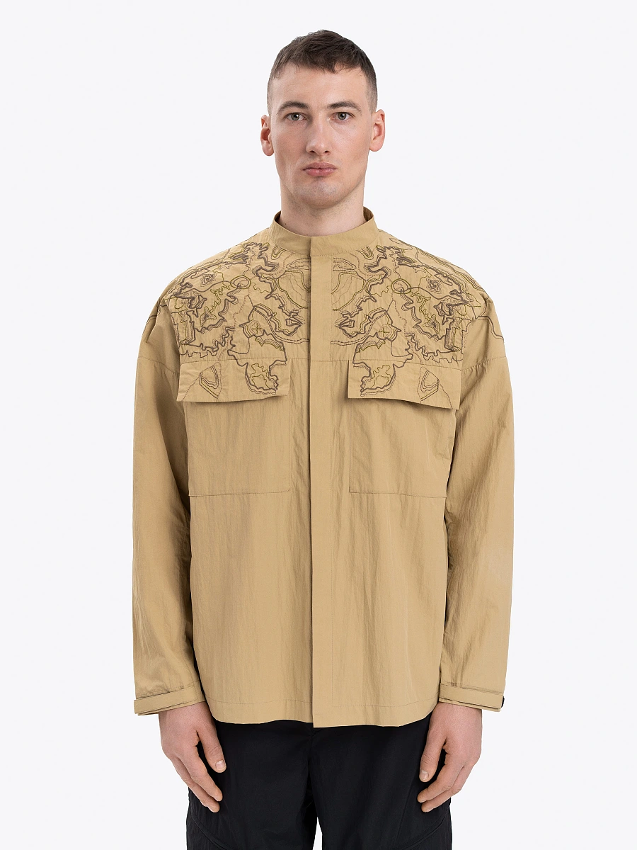 Men's black shirt with embroidery ETND-RD-DARK-MALE — Yellow
