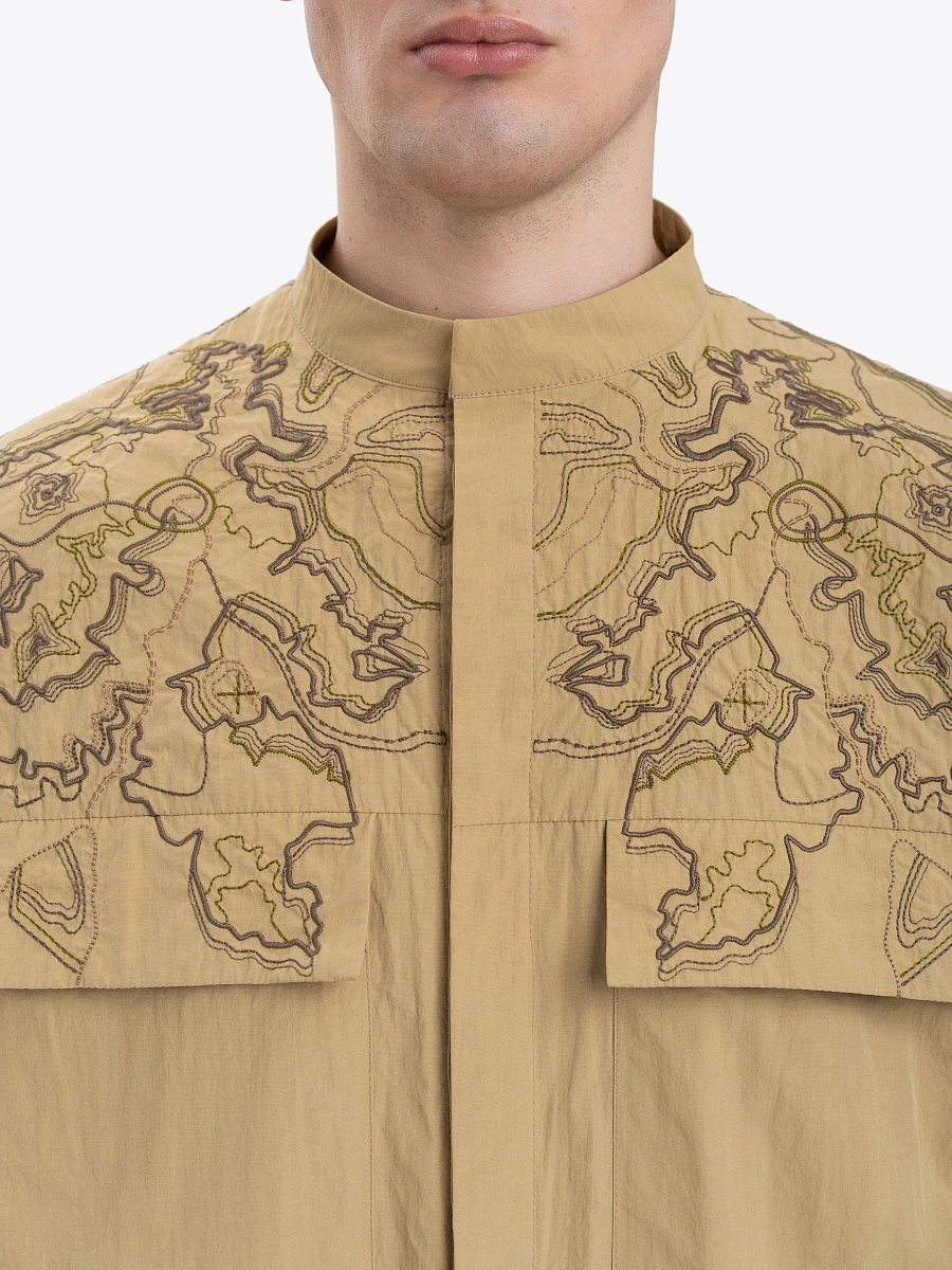 Men's black shirt with embroidery ETND-RD-DARK-MALE — Yellow