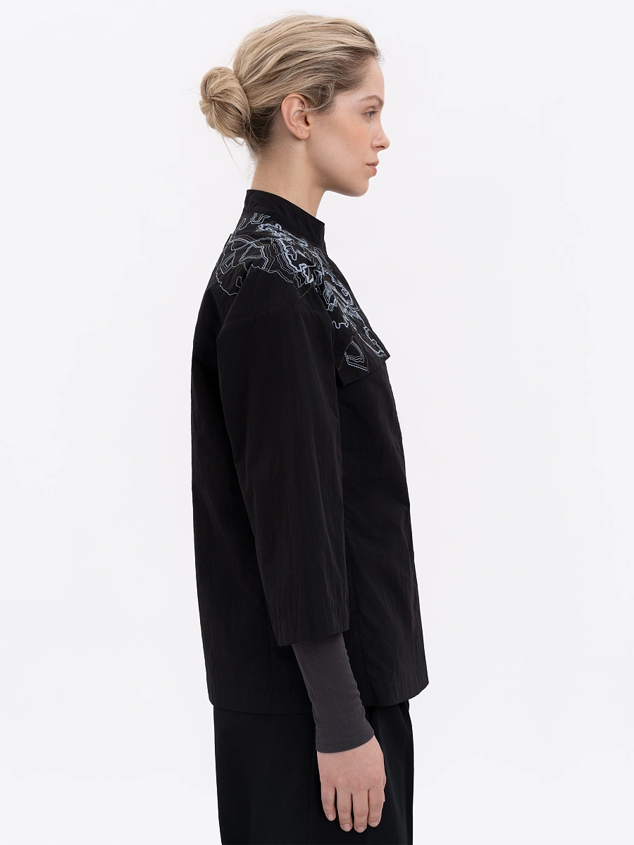 Women's sand shirt with embroidery ETND-RD-SAND-FEMALE — Black