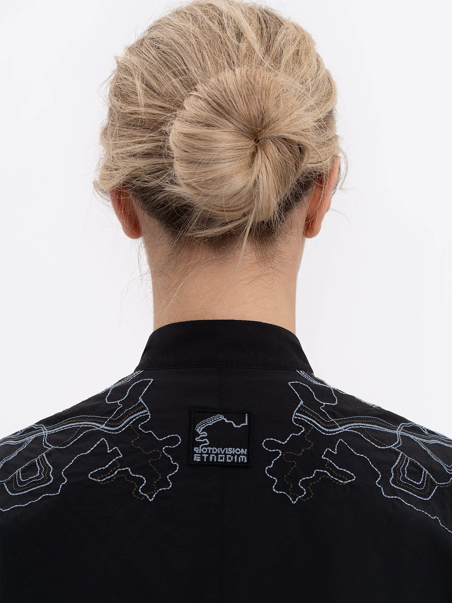 Women's sand shirt with embroidery ETND-RD-SAND-FEMALE — Black