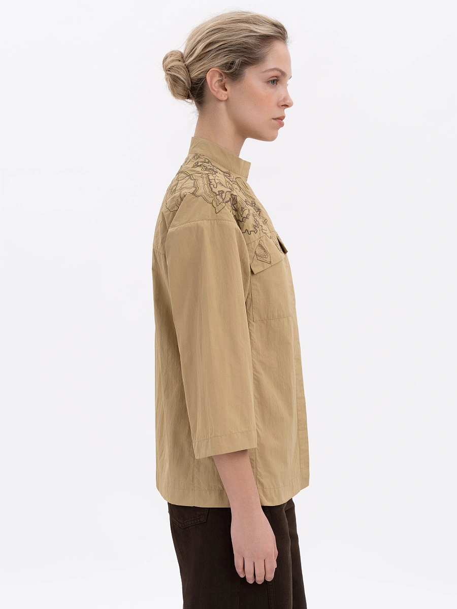 Women's black shirt with embroidery ETND-RD-DARK-FEMALE — Yellow