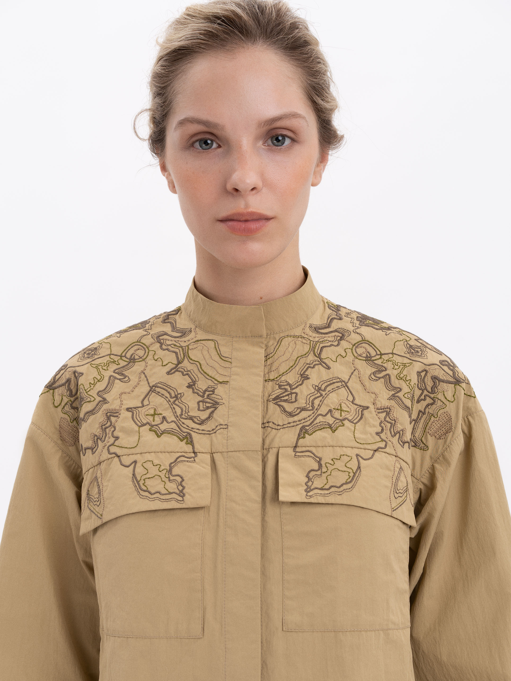 Women's sand shirt with embroidery ETND-RD-SAND-FEMALE cheap