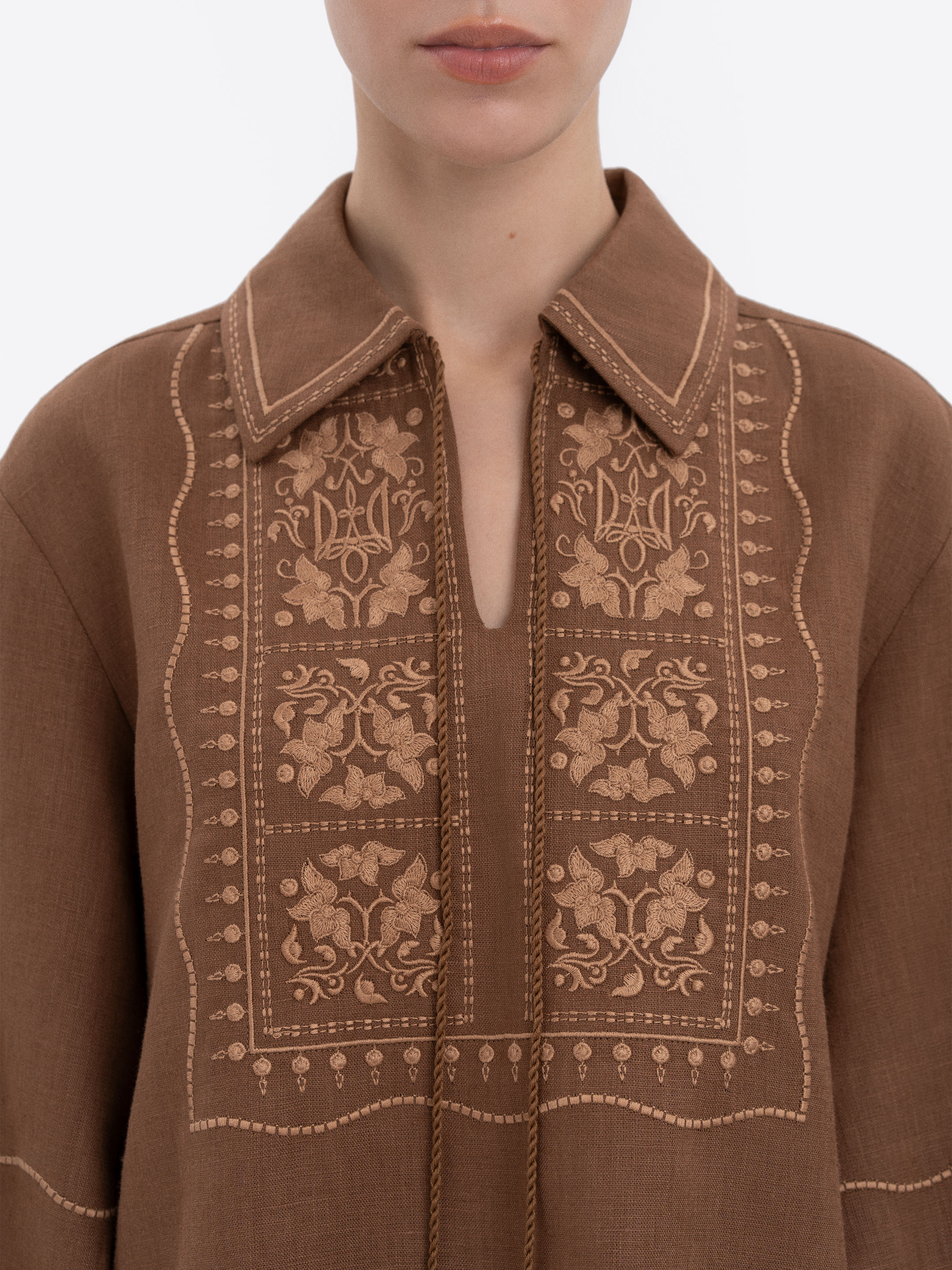 Brown shirt with matching embroidery "Polysk" photo