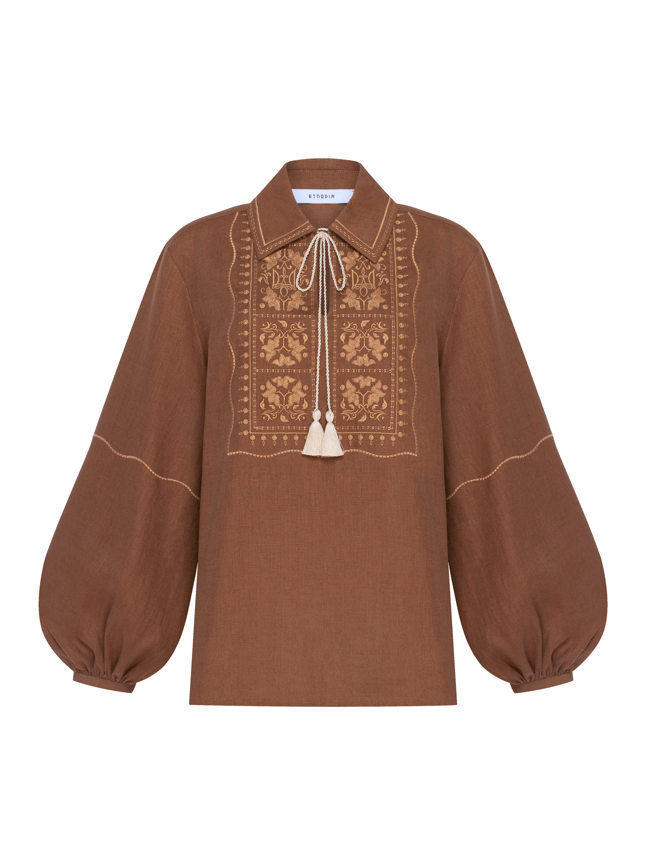 Brown shirt with matching embroidery "Polysk" fitting