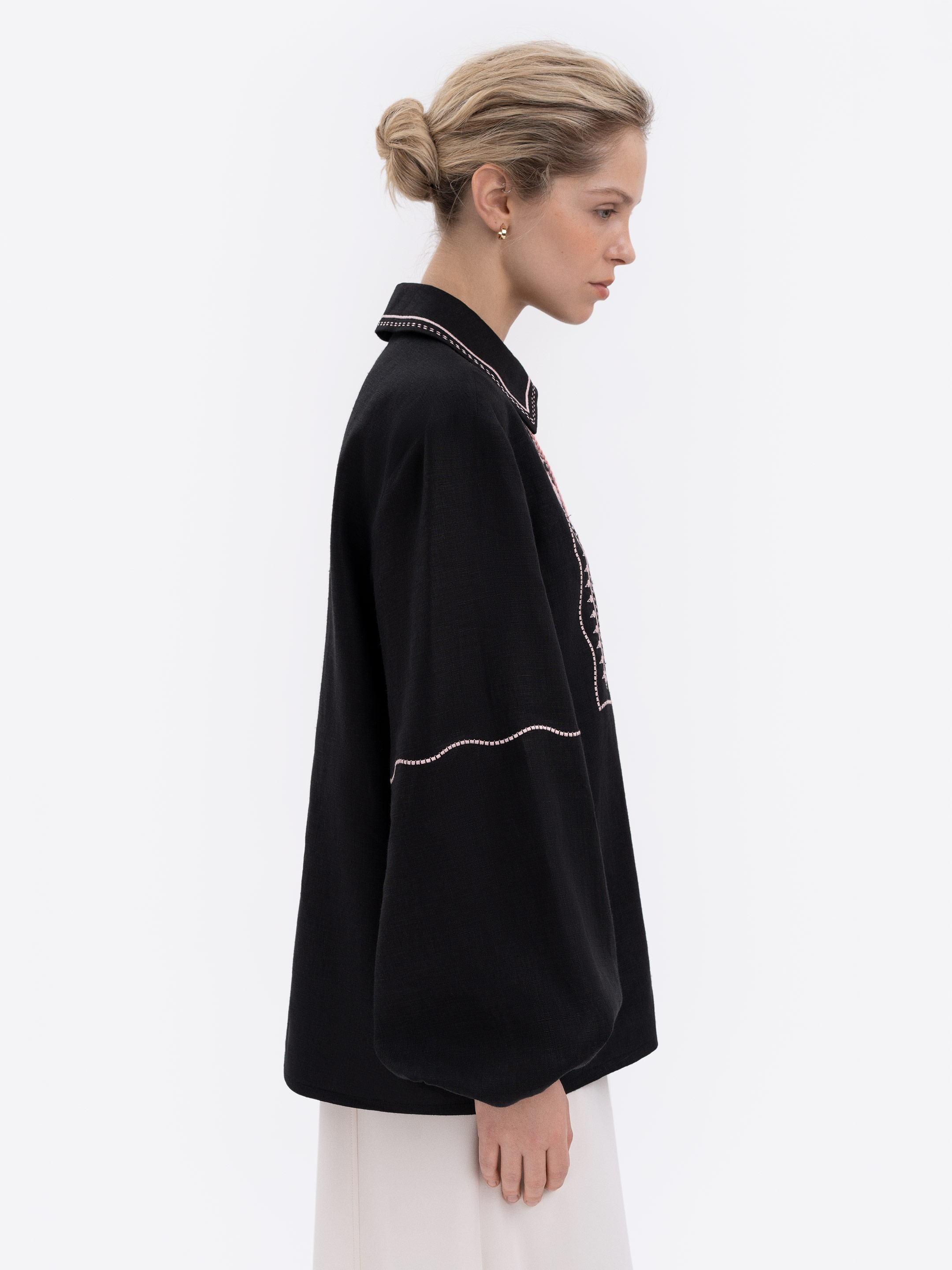 Black shirt with colorful embroidery "Polysk" ціна