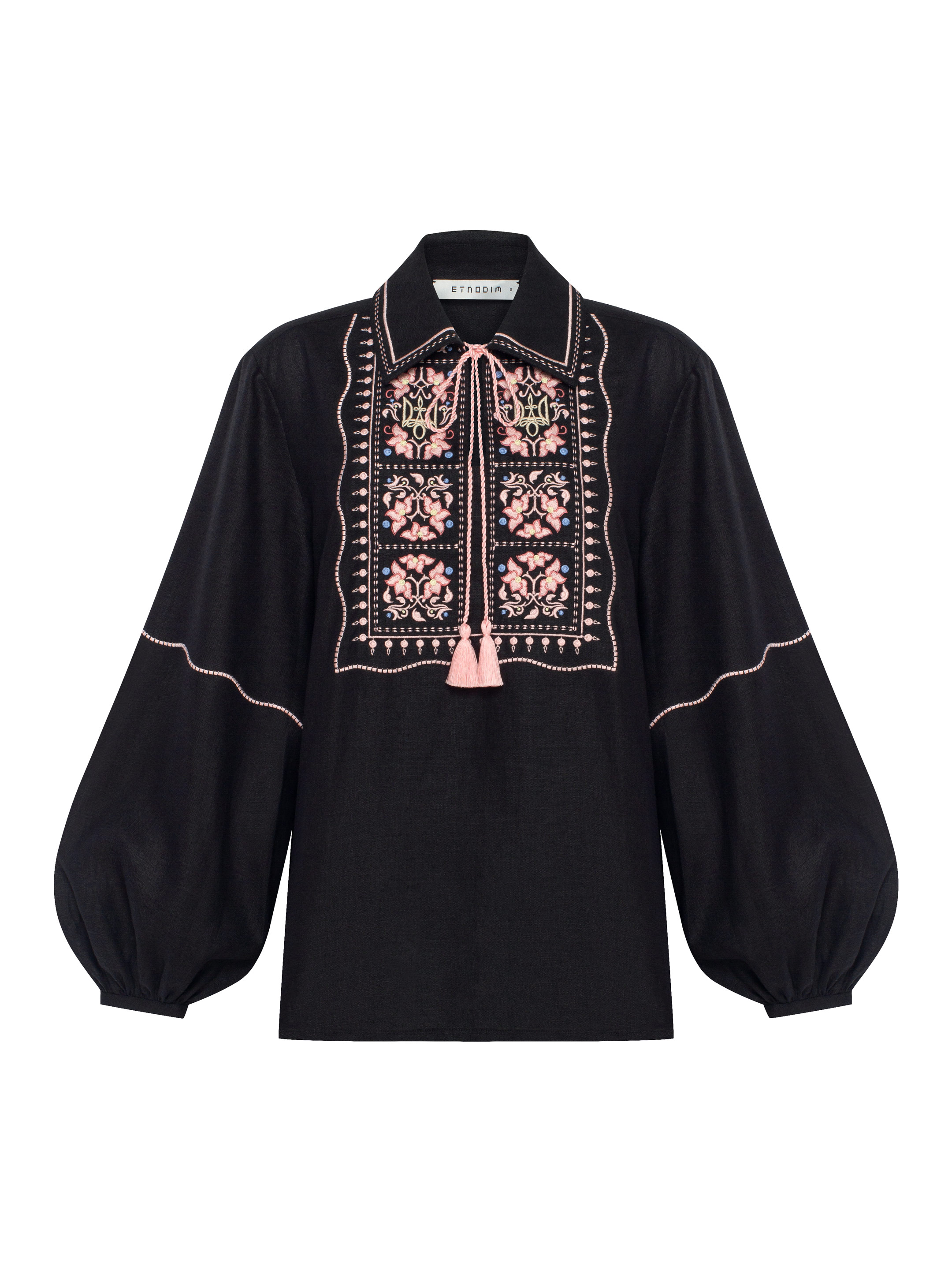 Black shirt with colorful embroidery "Polysk" choose