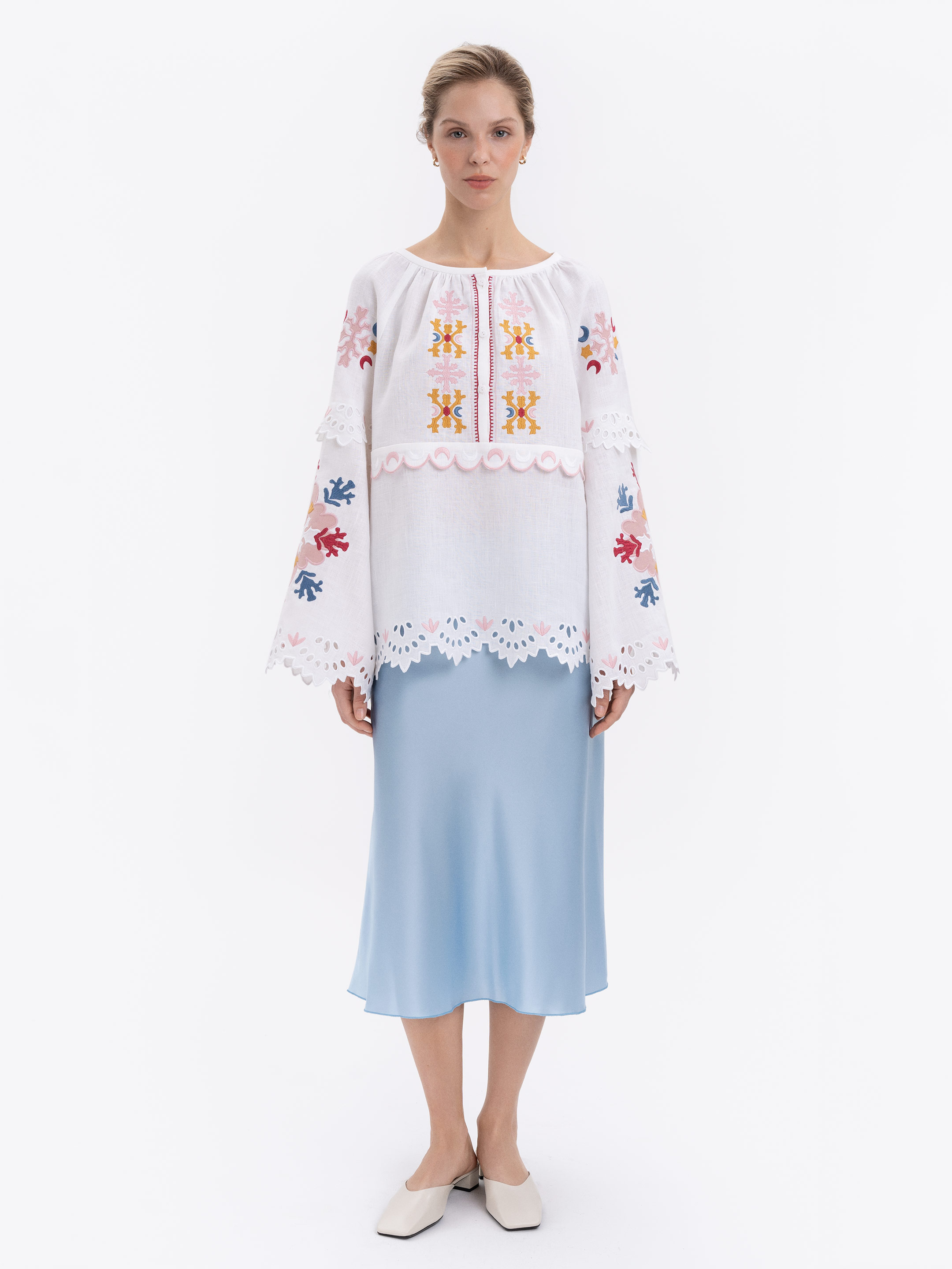 White embroidered linen blouse "Horytsvit" cheap