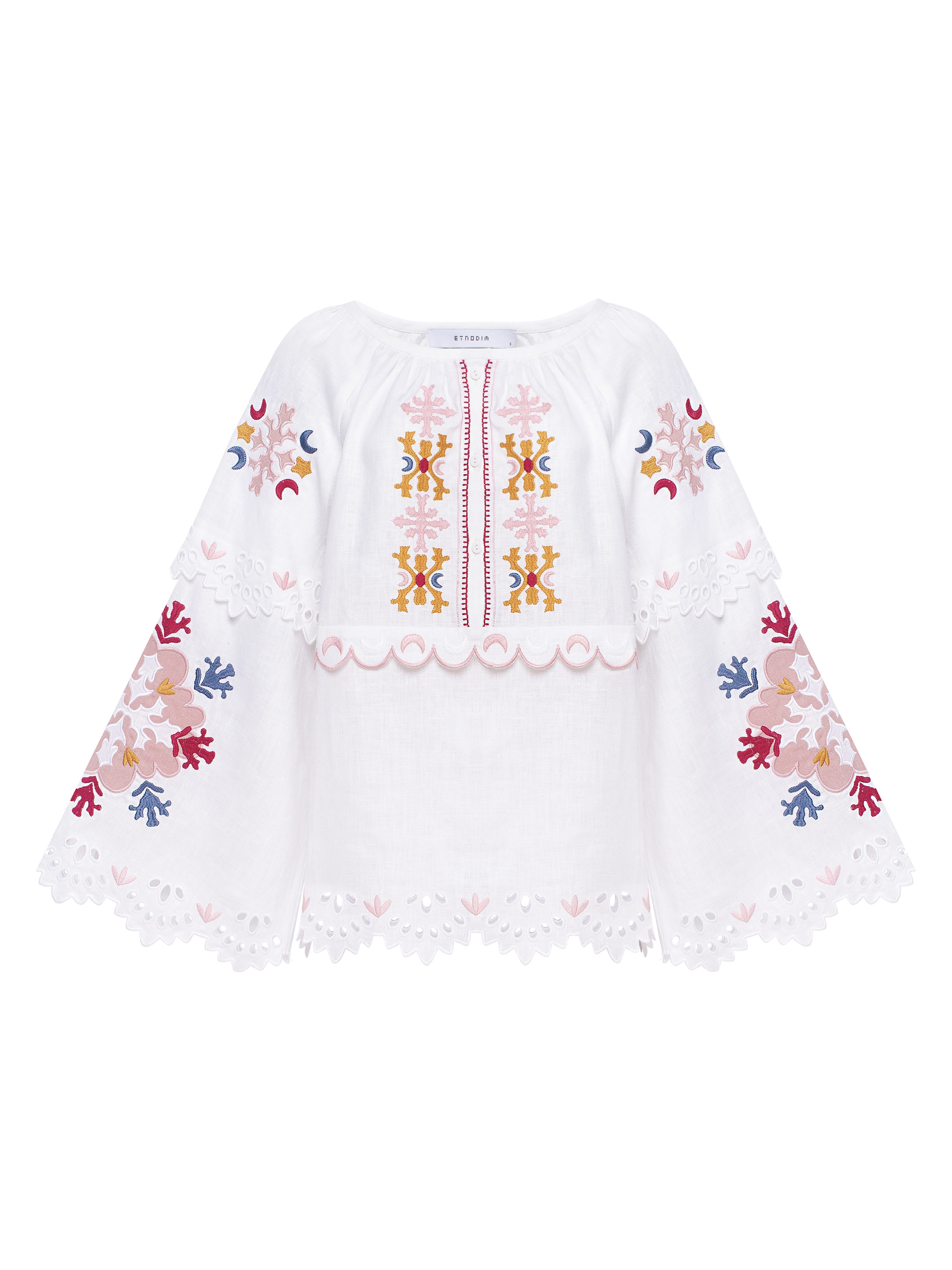 White embroidered linen blouse "Horytsvit" fitting