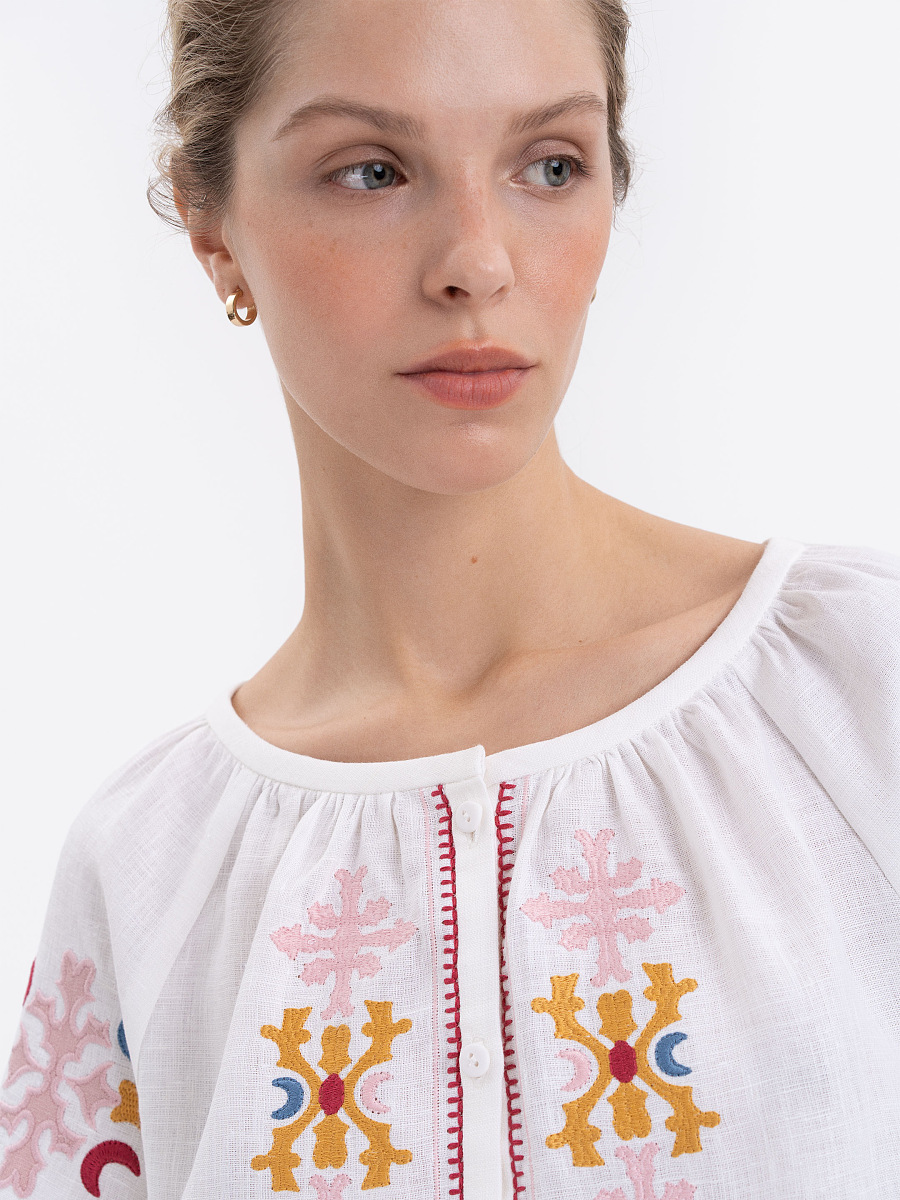 White embroidered linen blouse "Horytsvit" [0]