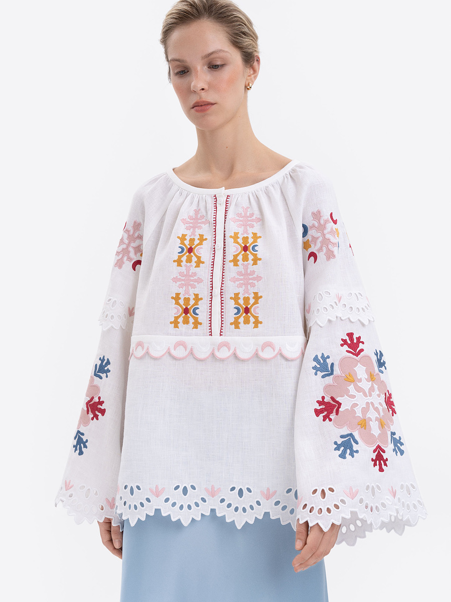 White embroidered linen blouse "Horytsvit" [0]