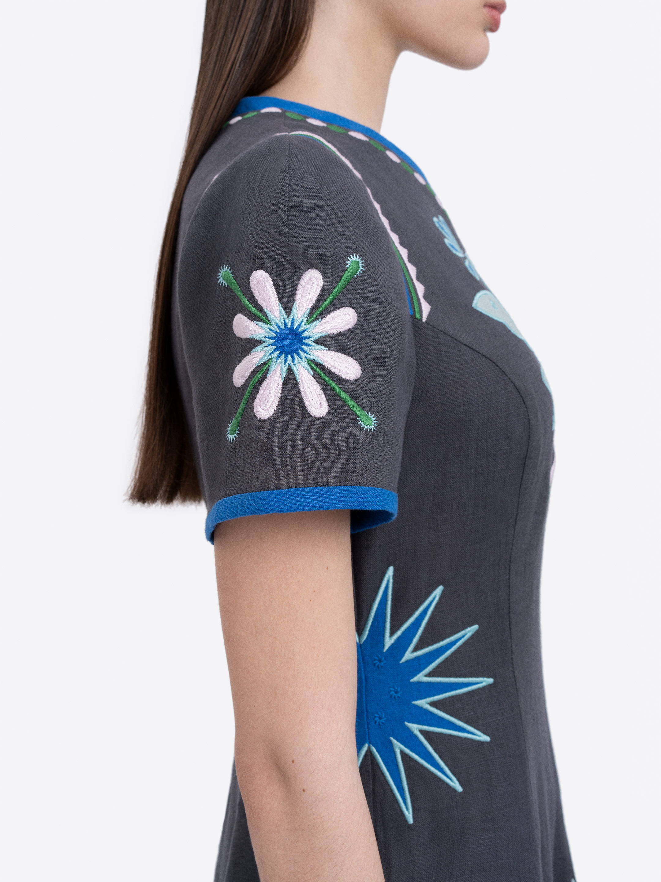 Linen short‑sleeve dress  “Lebidka” in Ukraine