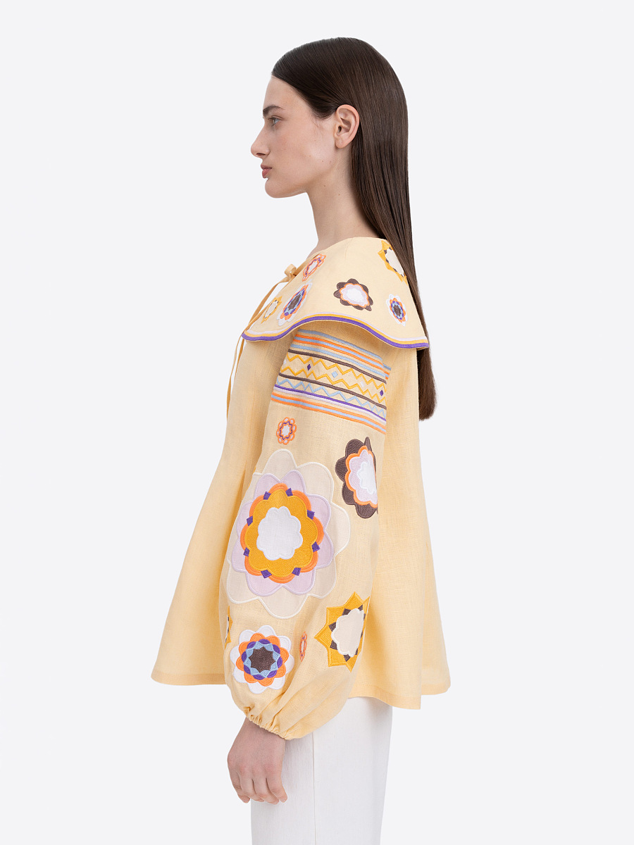 Linen embroidered shirt with botanical motif  “Lypa” [0]