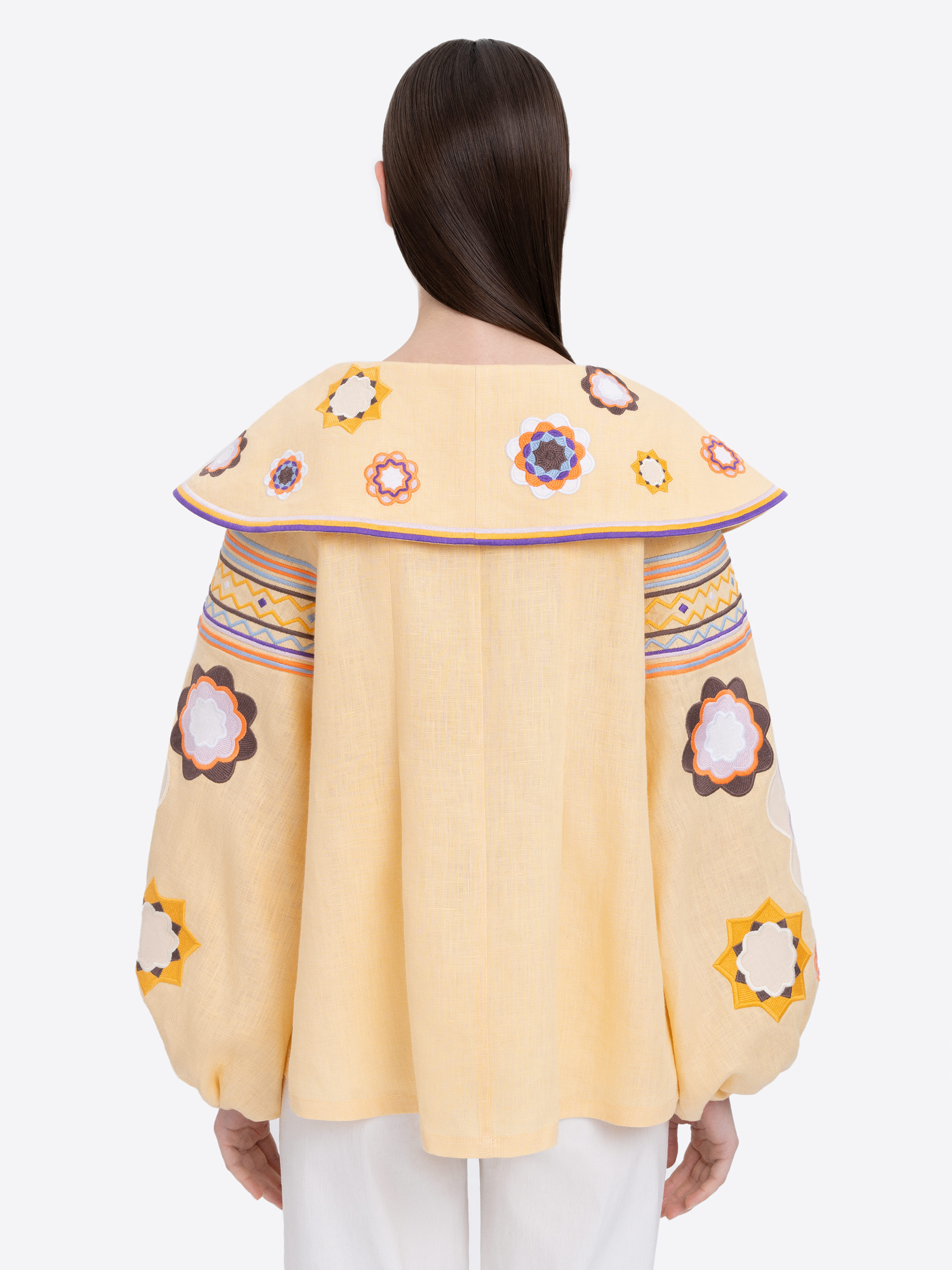 Linen embroidered shirt with botanical motif  “Linden” choose