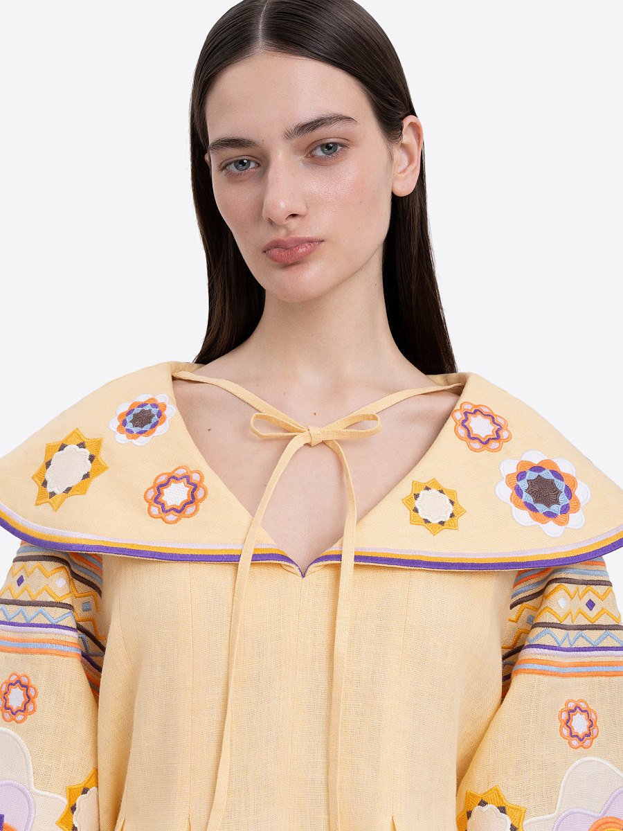 Linen embroidered shirt with botanical motif  “Lypa” [0]