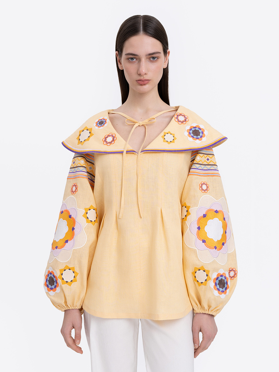 Linen embroidered shirt with botanical motif  “Lypa” [0]