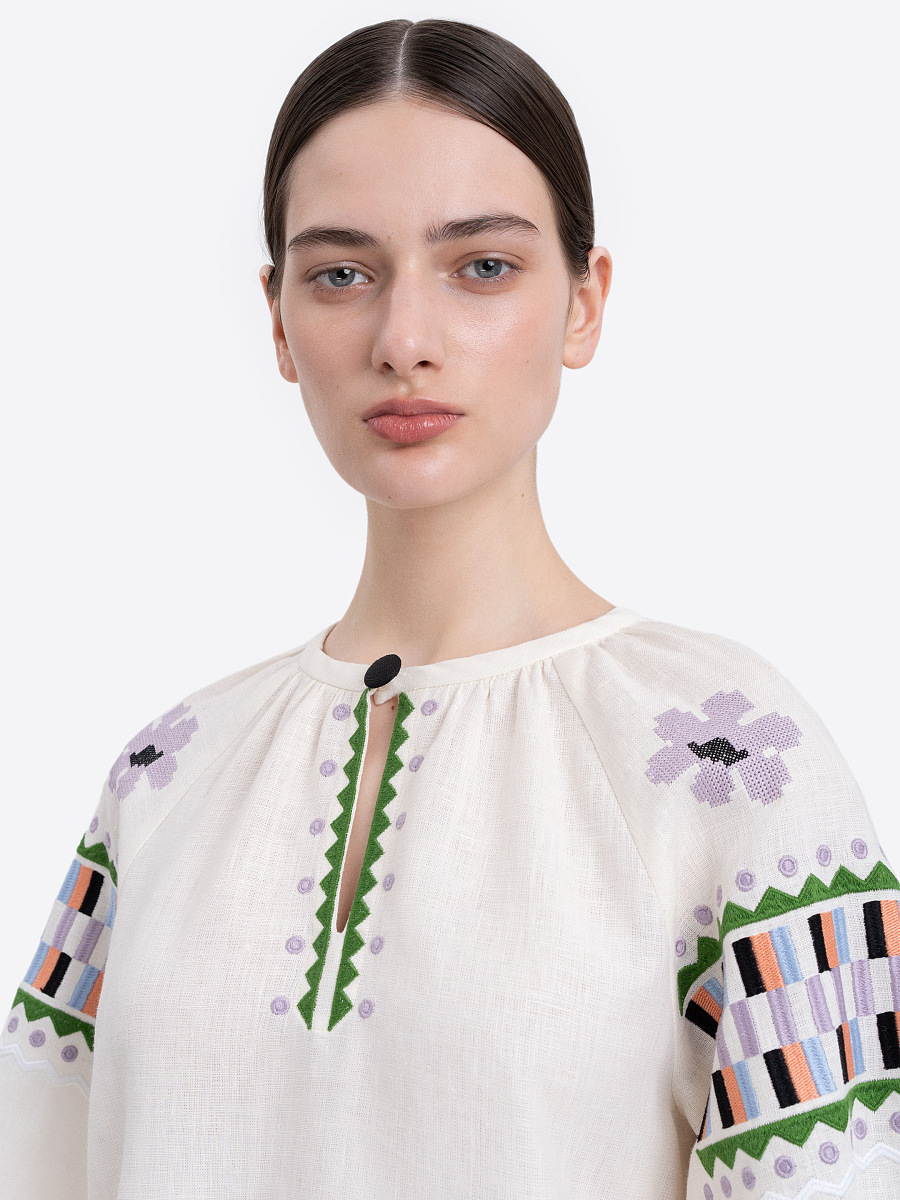 Milk‑coloured embroidered shirt  “Oda” [0]