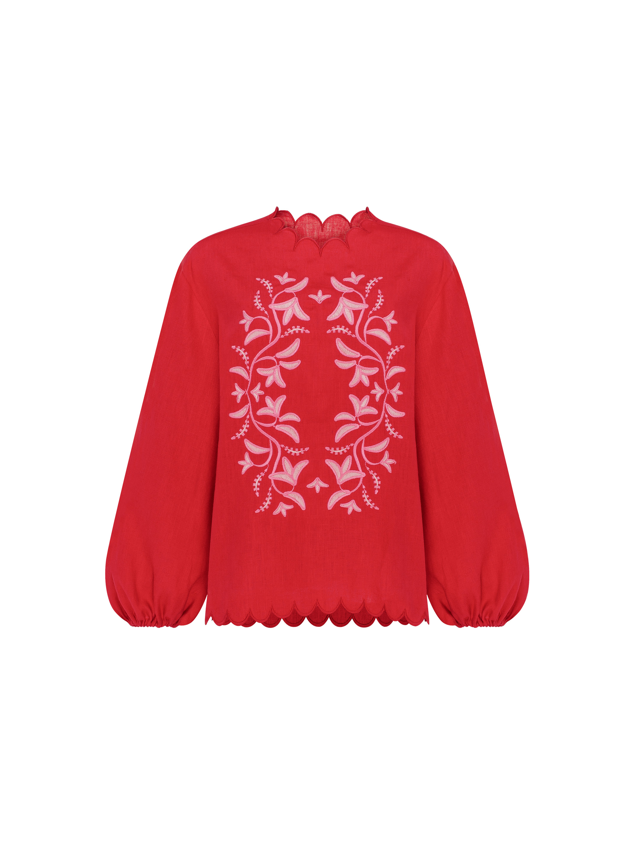 Red‑coloured embroidered shirt  “Troyanda” choose