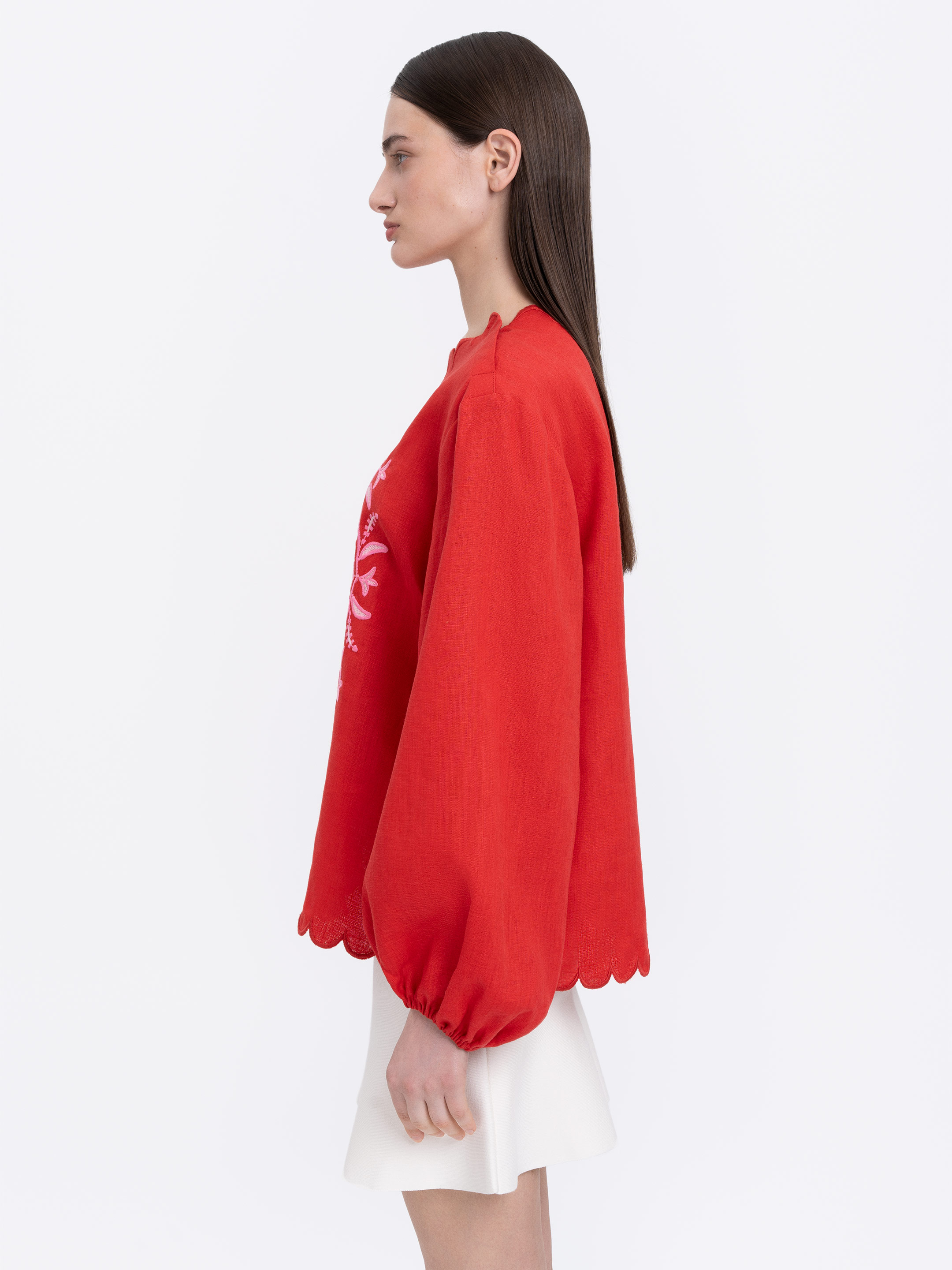 Red‑coloured embroidered shirt  “Troyanda” cheap