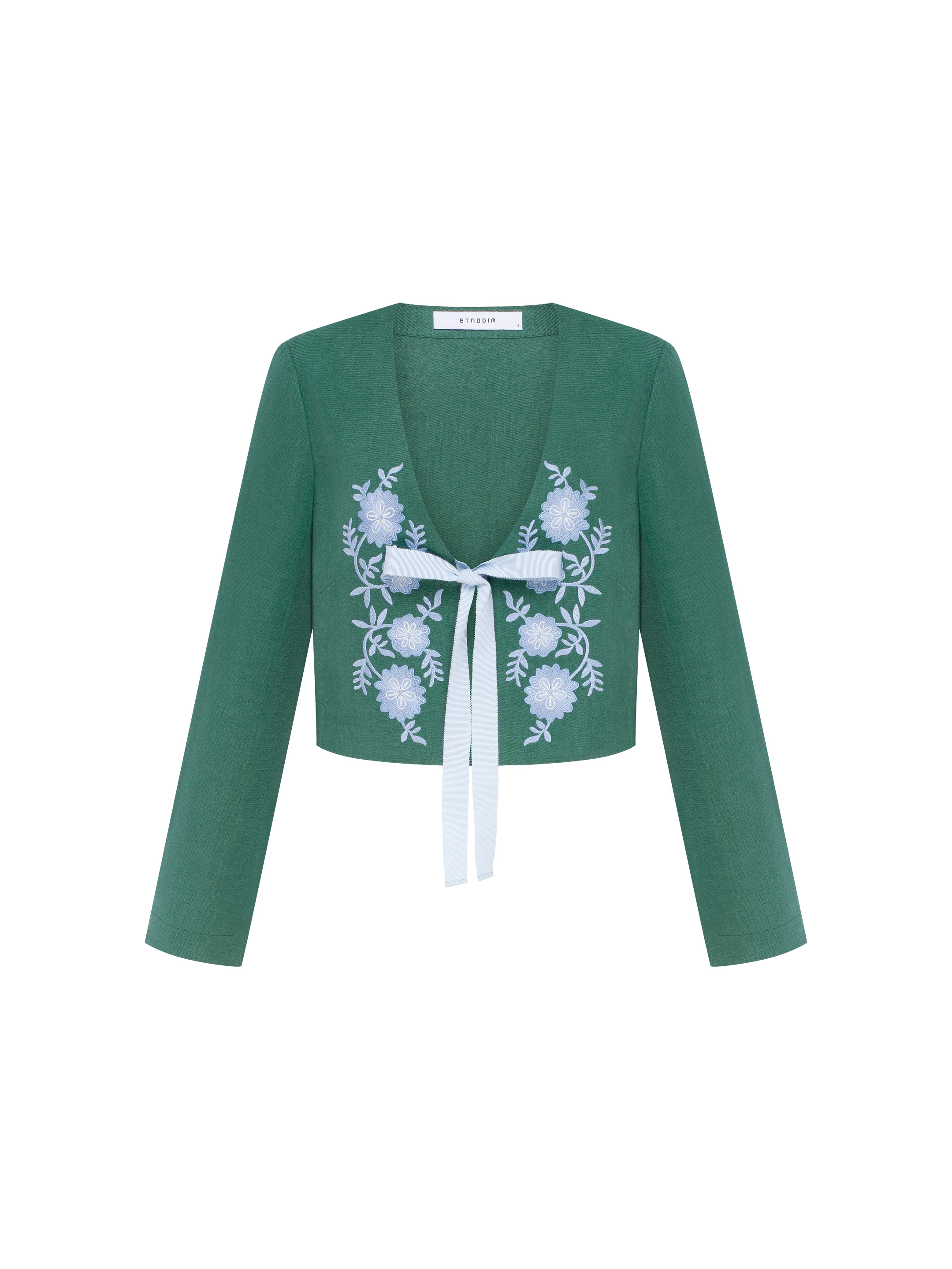 Linen embroidered jacket with ties  “Lakitka” ціна