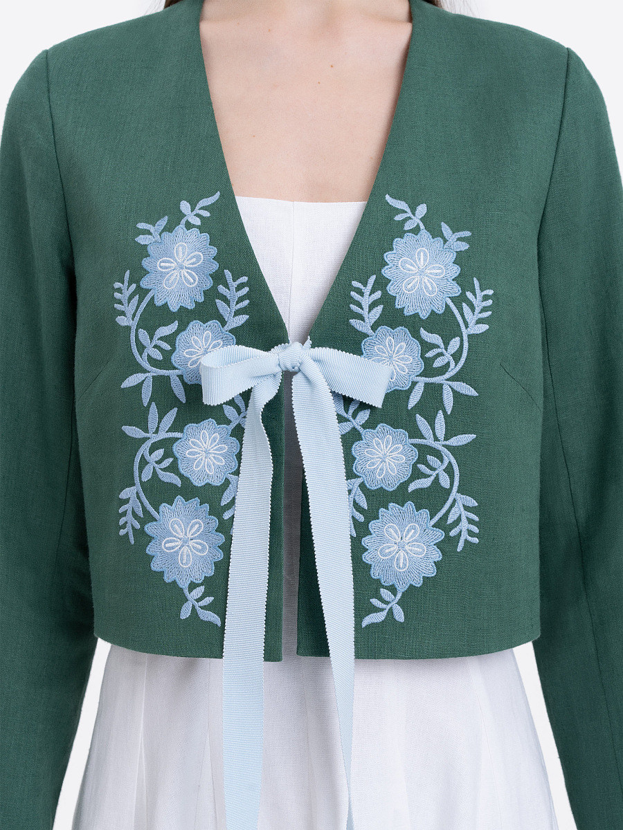 Linen embroidered jacket with ties  “Lakitka” [0]
