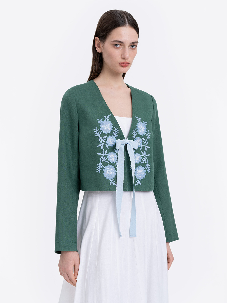 Linen embroidered jacket with ties  “Lakitka” [0]