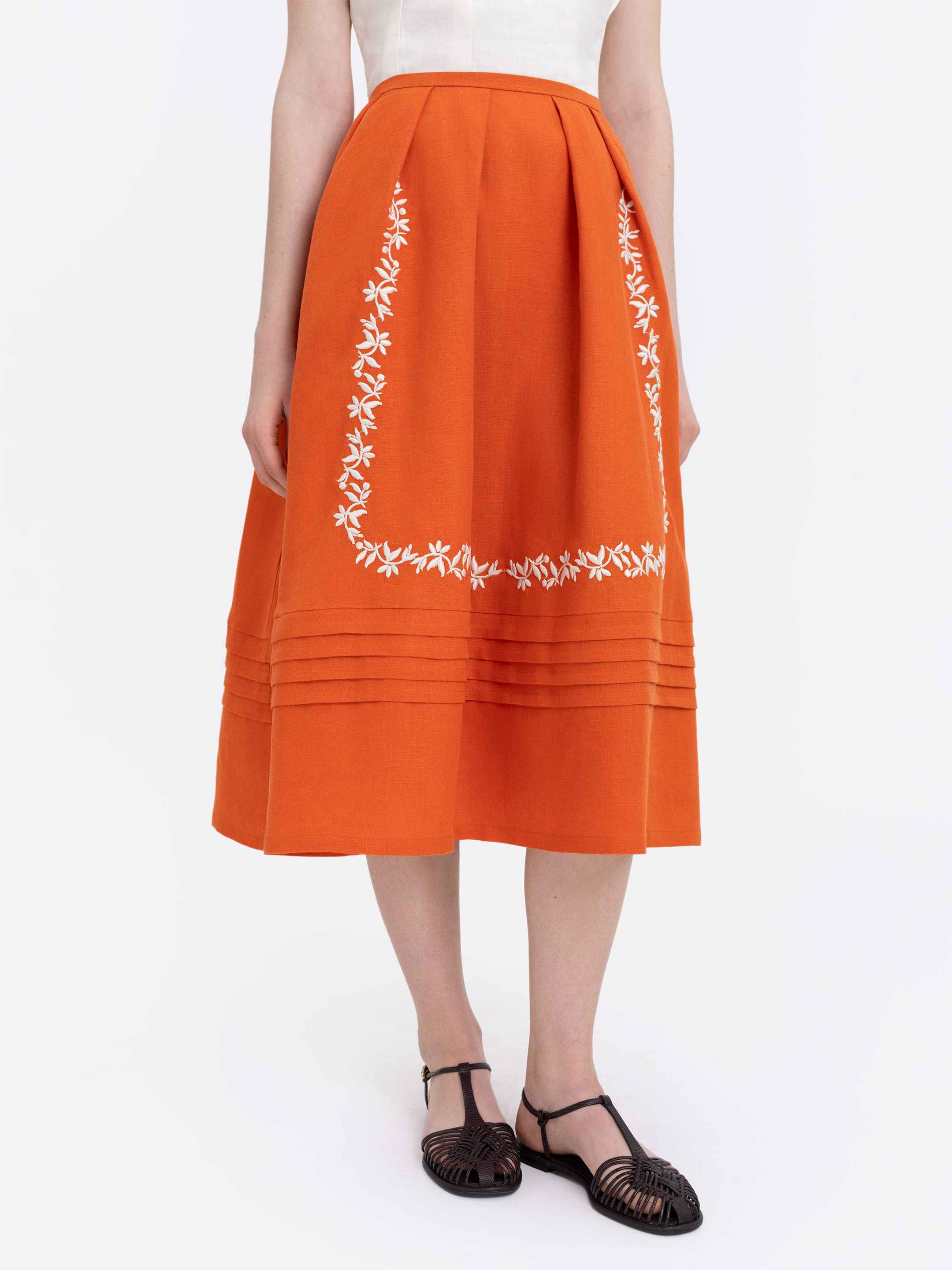 Linen embroidered skirt  “Amber” cheap