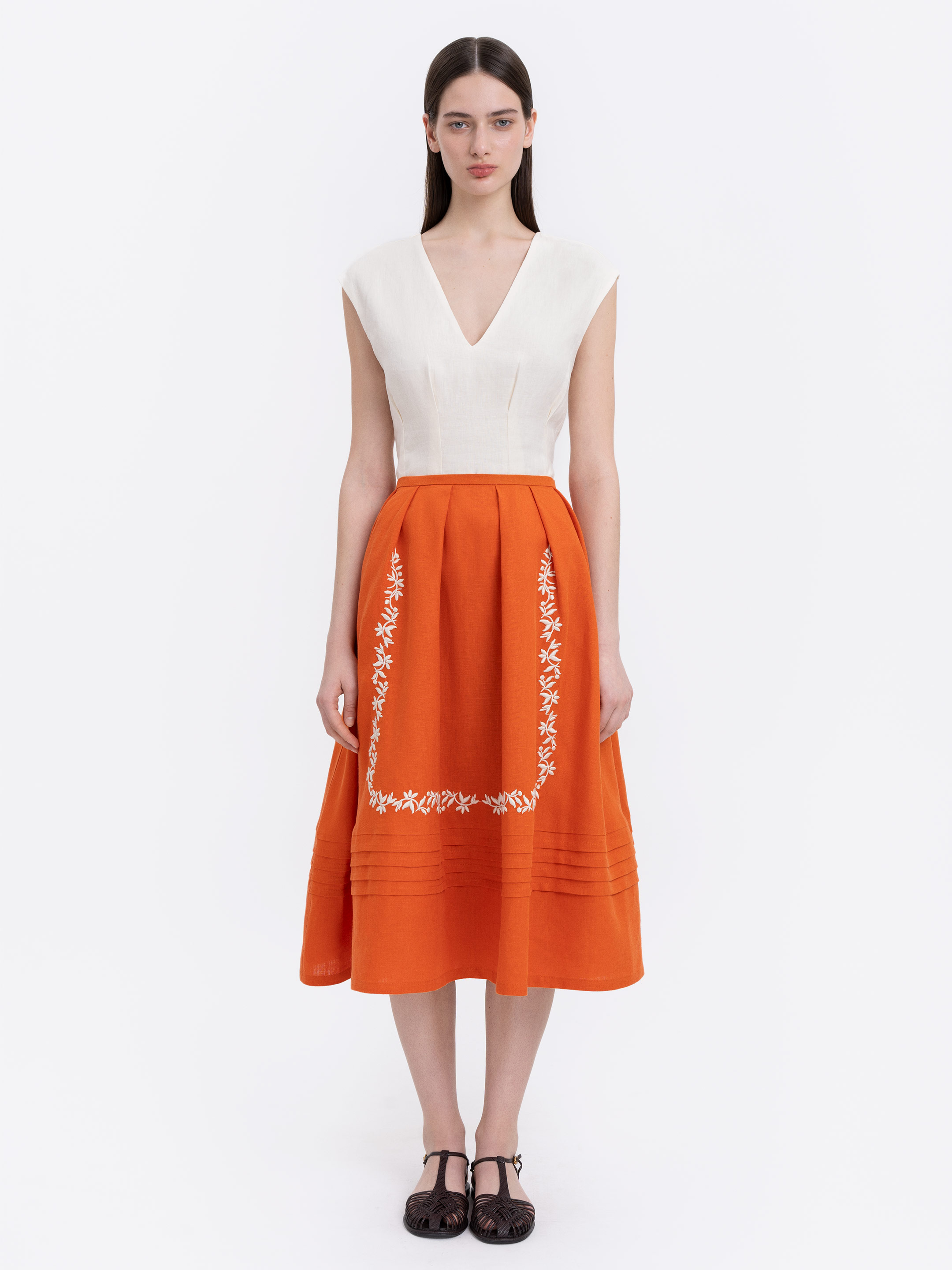Linen embroidered skirt  “Amber” Buy