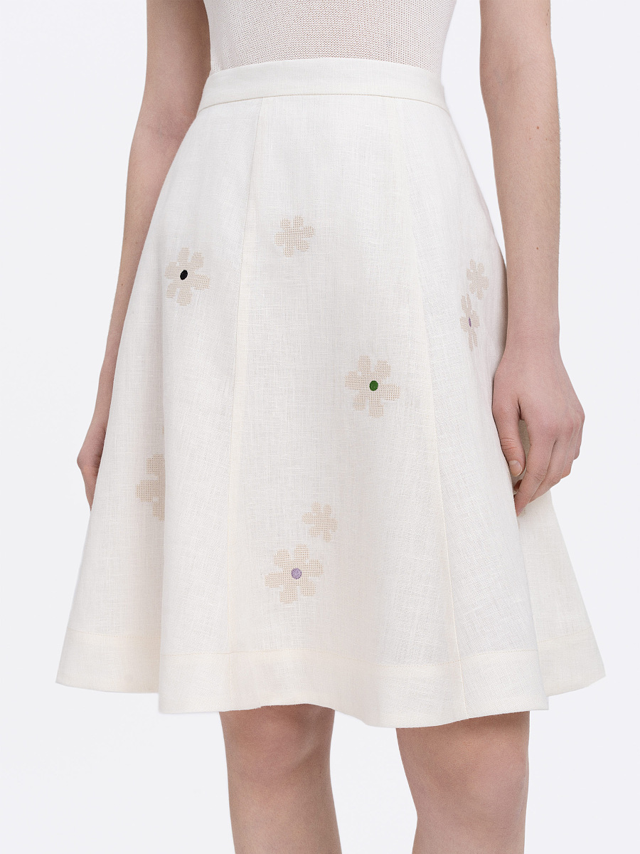 Milk‑coloured embroidered skirt  “Oda” [0]