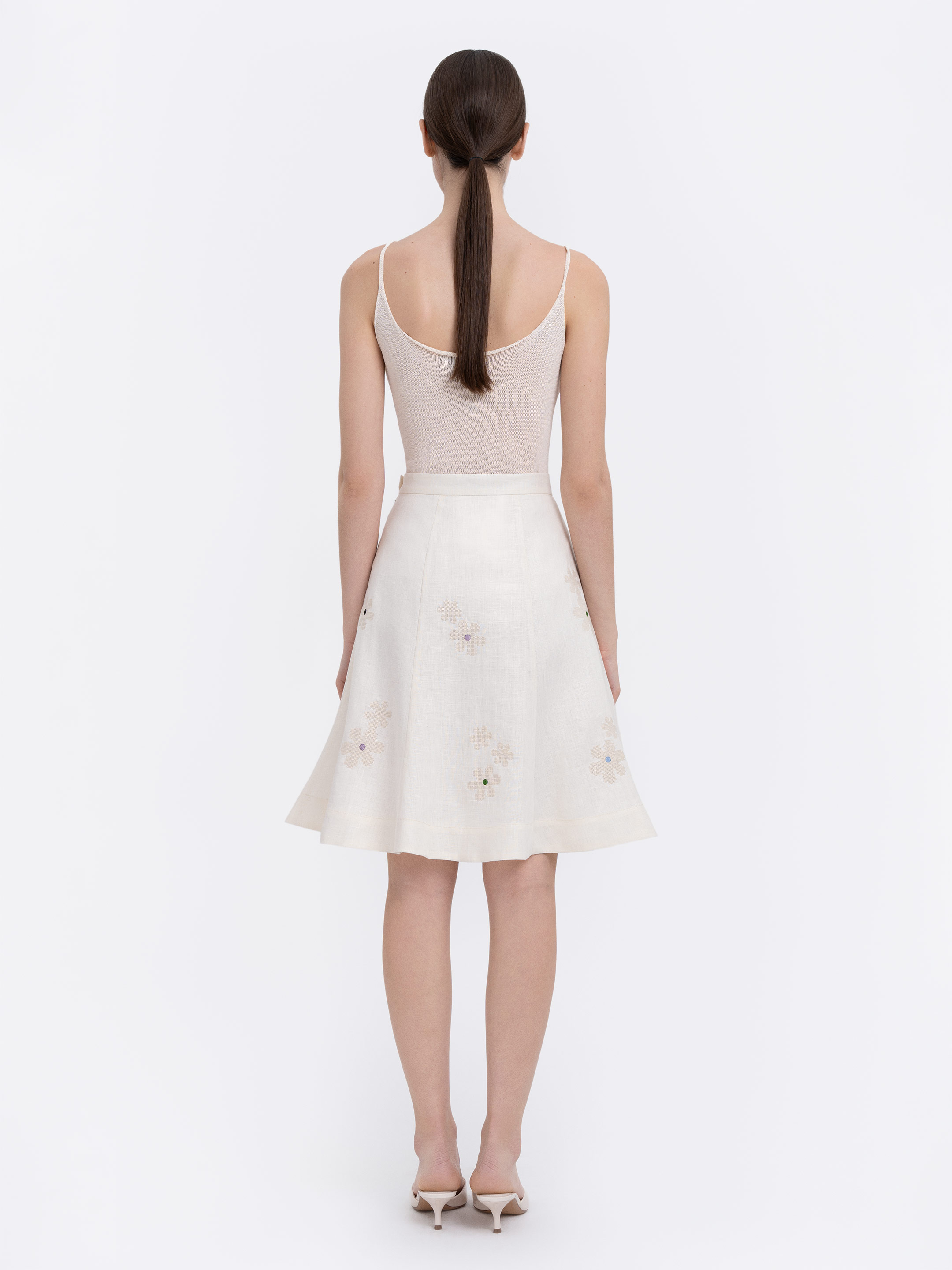 Milk‑coloured embroidered skirt  “Oda” ціна