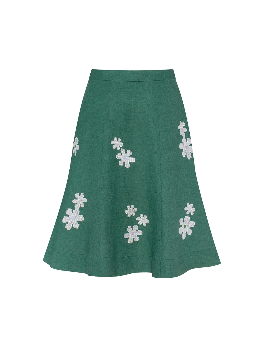 Green‑coloured embroidered skirt  “Oda” [0]