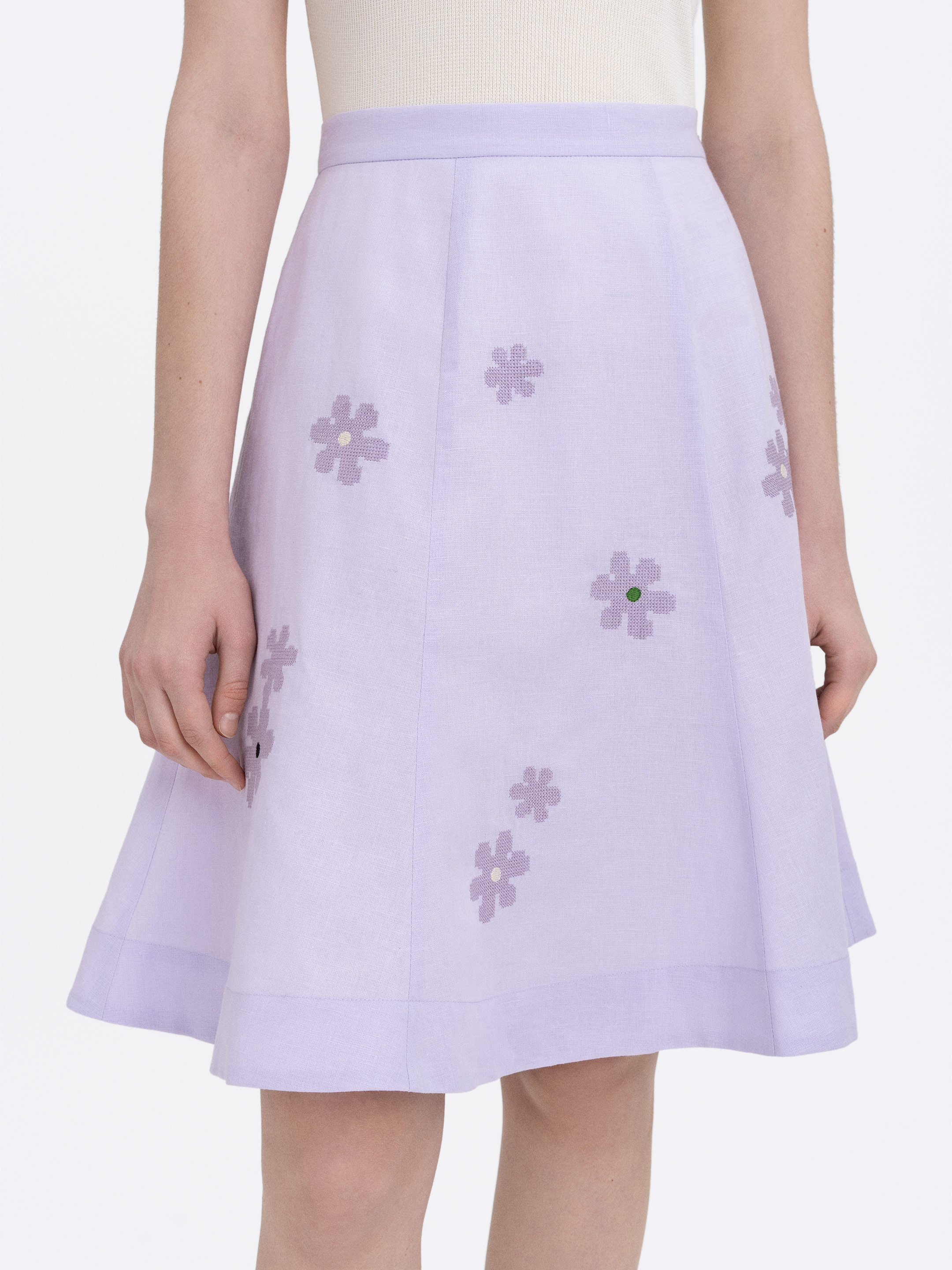 Lilac‑coloured embroidered skirt  “Oda” cheap